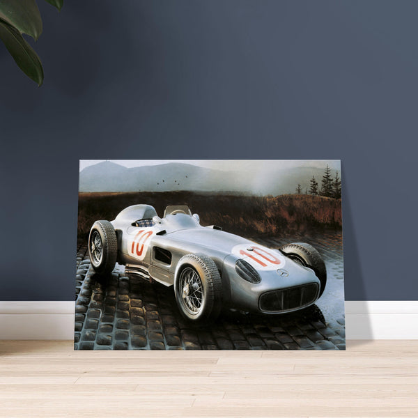 Canvas print of Classic 1954 Mercedes W196 parked outside Nurburgring