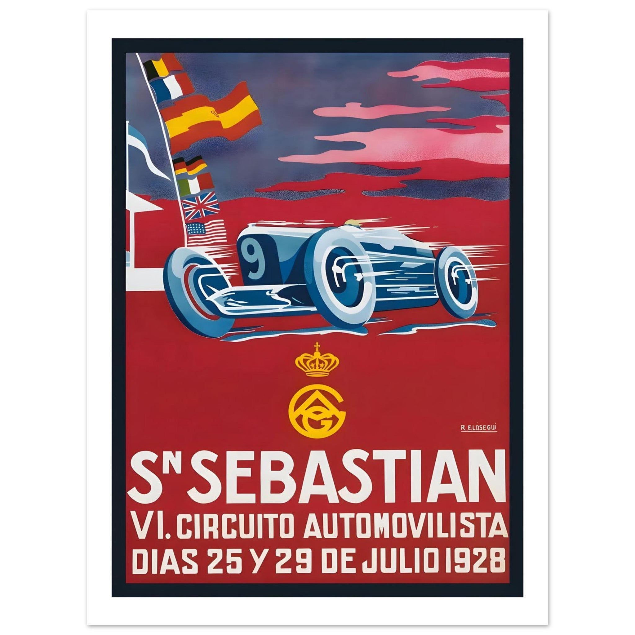 1928 San Sebastian VI Circuito Automovilista Poster - Transit Art