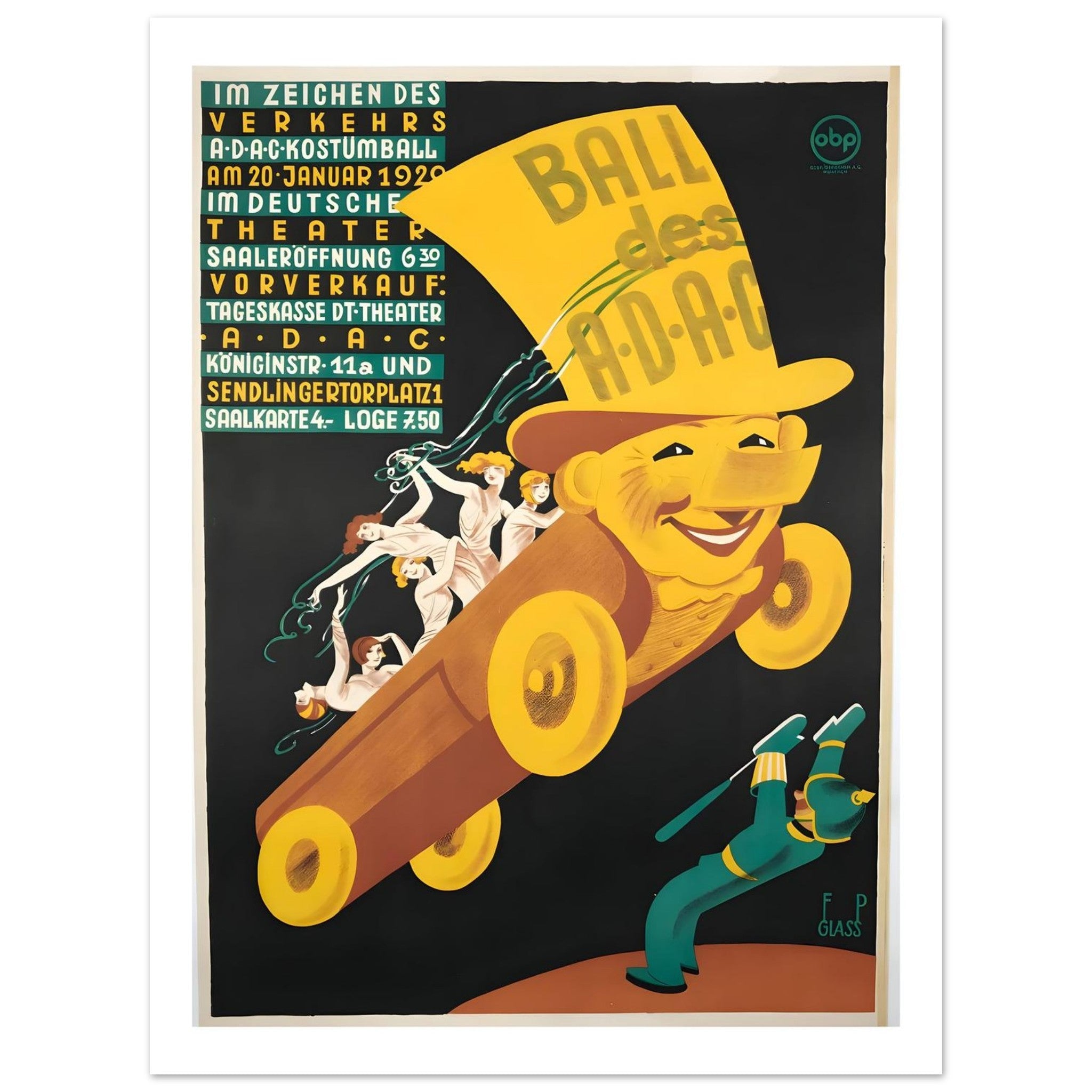 1929 ADAC Costume Ball Poster - Transit Art