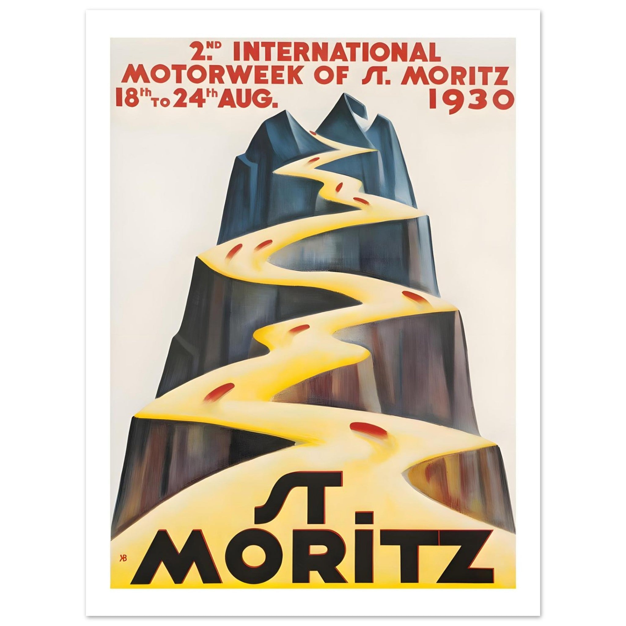 1930 St. Moritz International Motorweek Poster - Transit Art