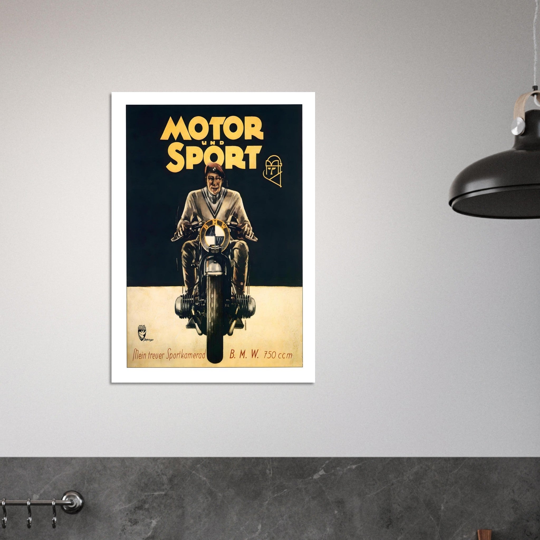 1930s BMW Motorcycle Advertisement Poster - Transit Art