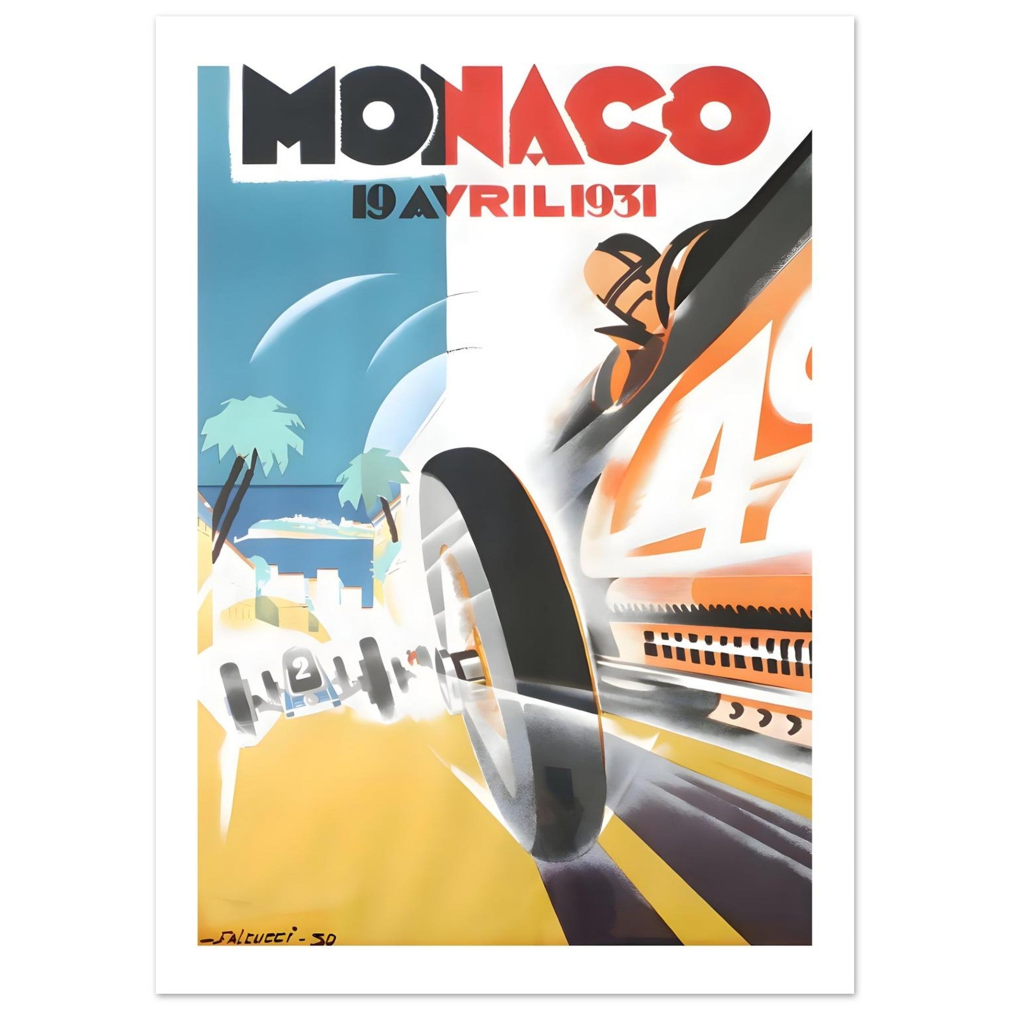 1931 Monaco Grand Prix Riviera Speed Poster - Transit Art