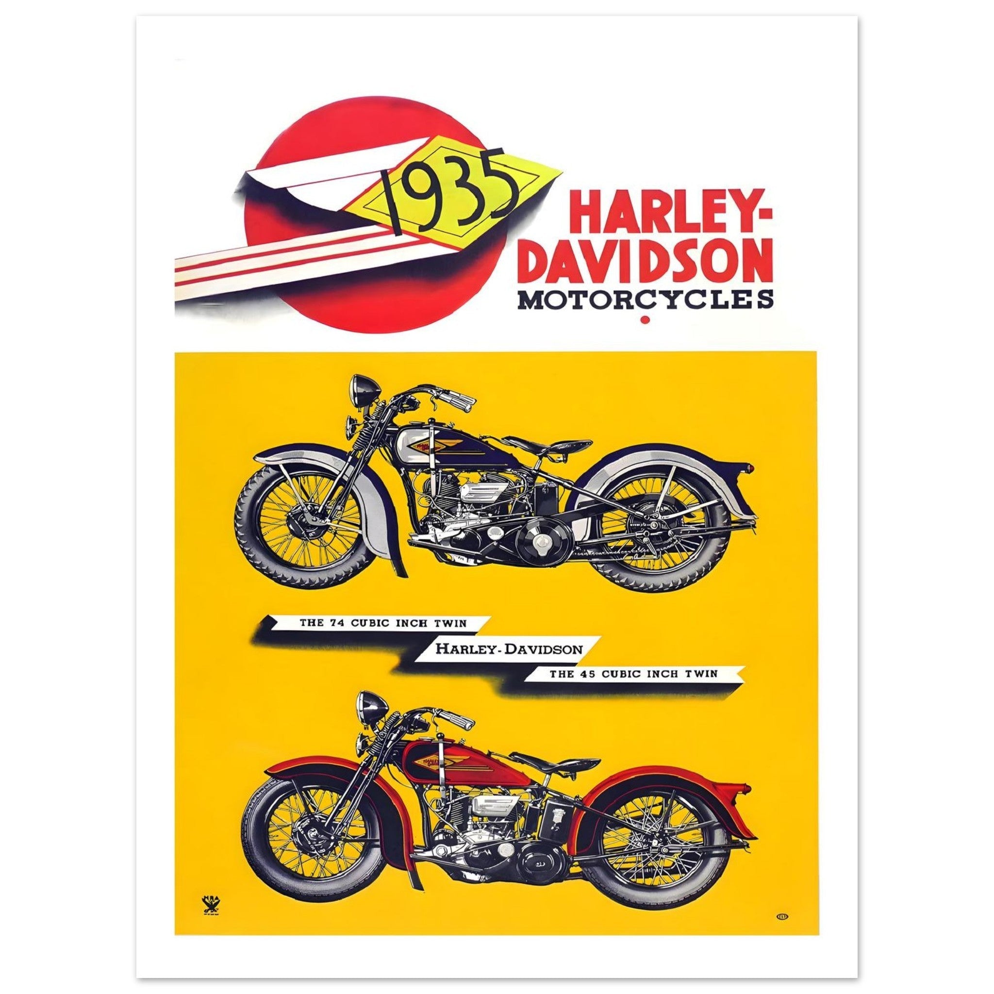 1935 Harley - Davidson Poster: Classic American Engineering and Speed - Transit Art