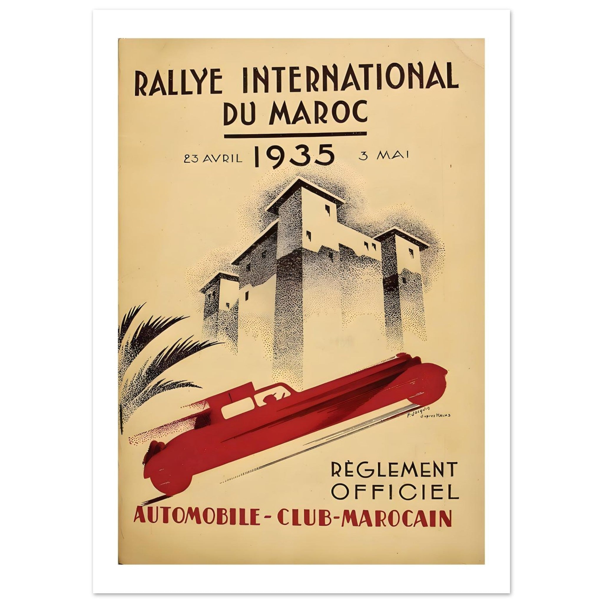 1935 Rallye International du Maroc Poster - Transit Art