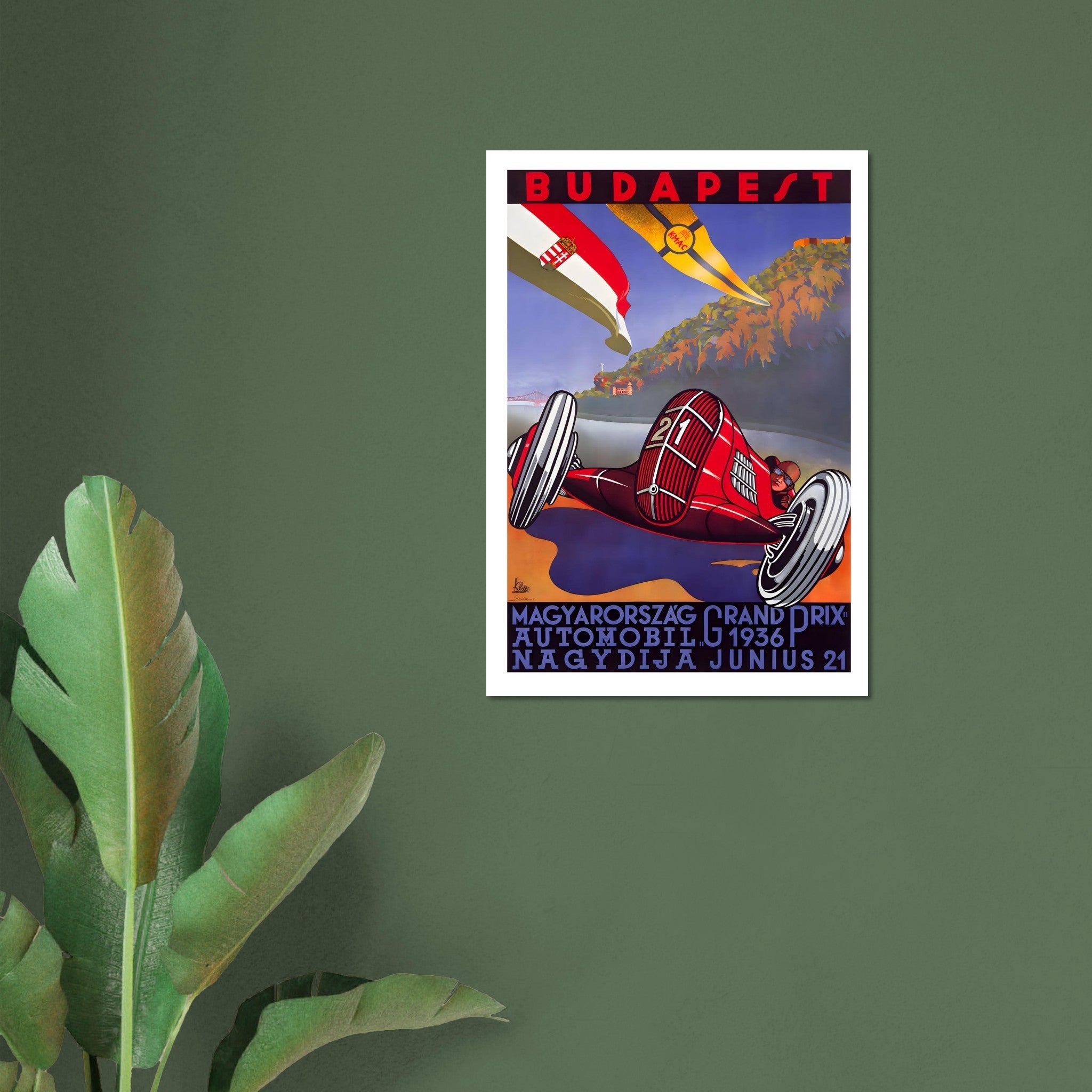 1936 Budapest Grand Prix Vintage Racing Poster - Transit Art
