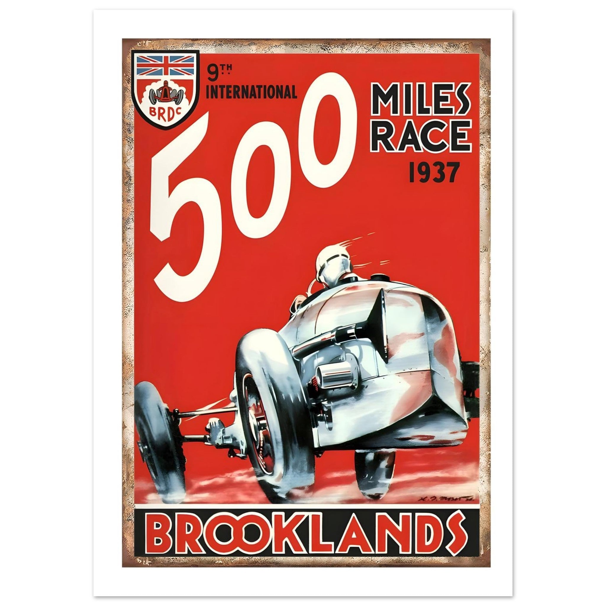 1937 Brooklands 500 Miles Race Poster - Transit Art