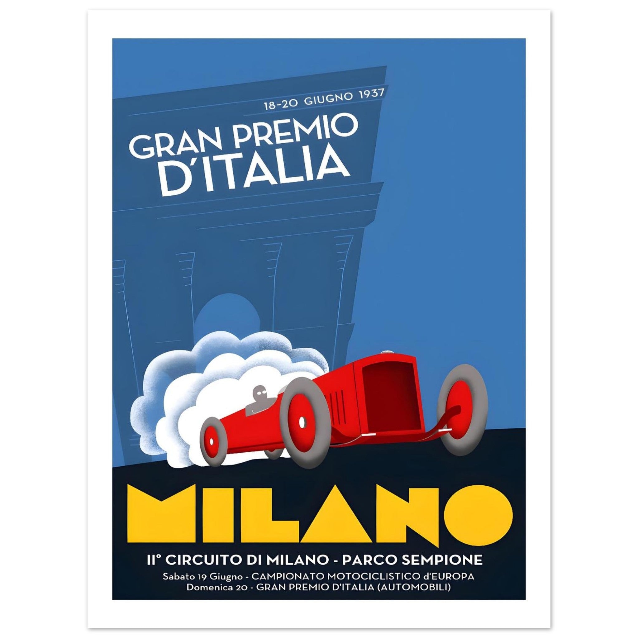 1937 Gran Premio d’Italia Milano Poster - Transit Art