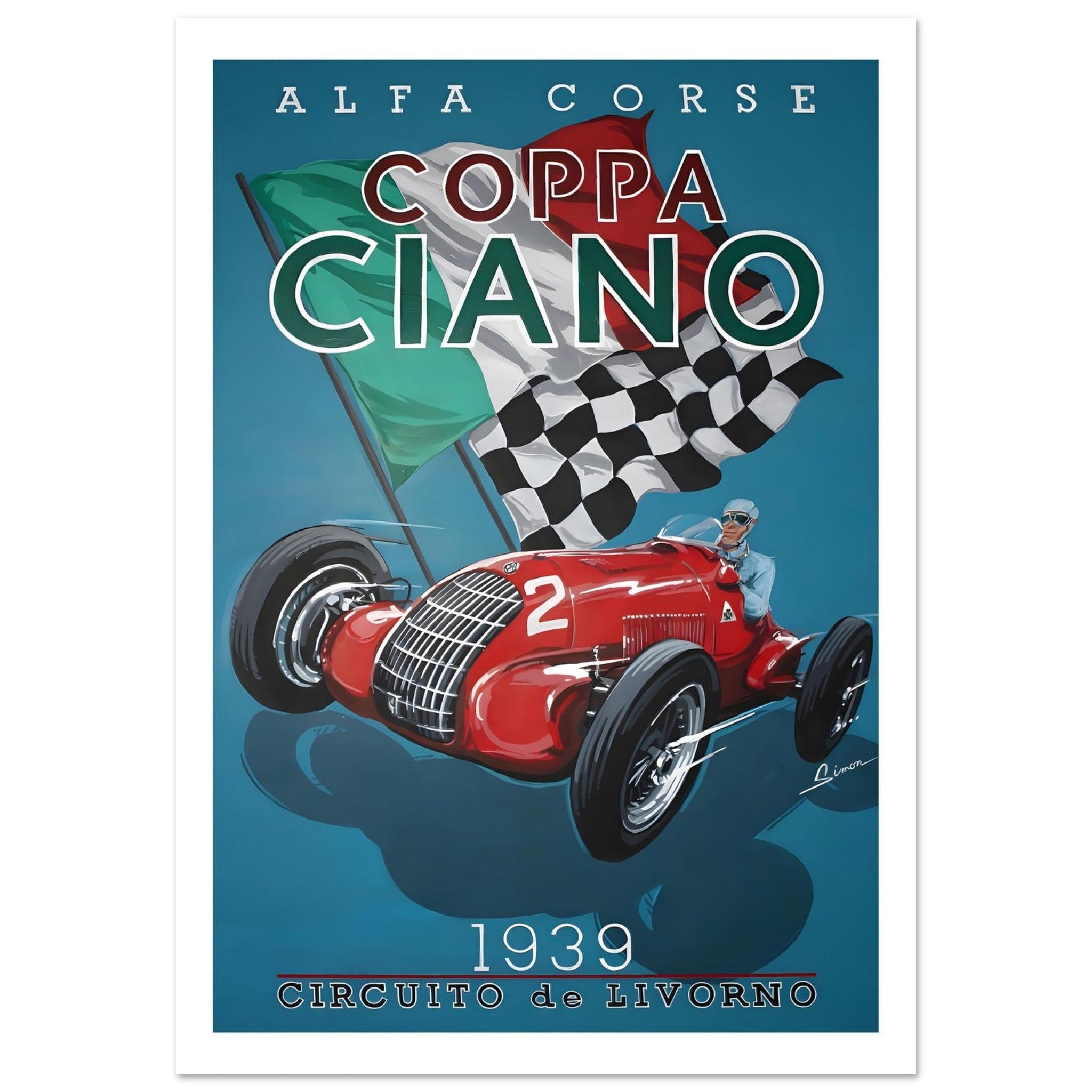 1939 Coppa Ciano Alfa Corse Poster - Transit Art