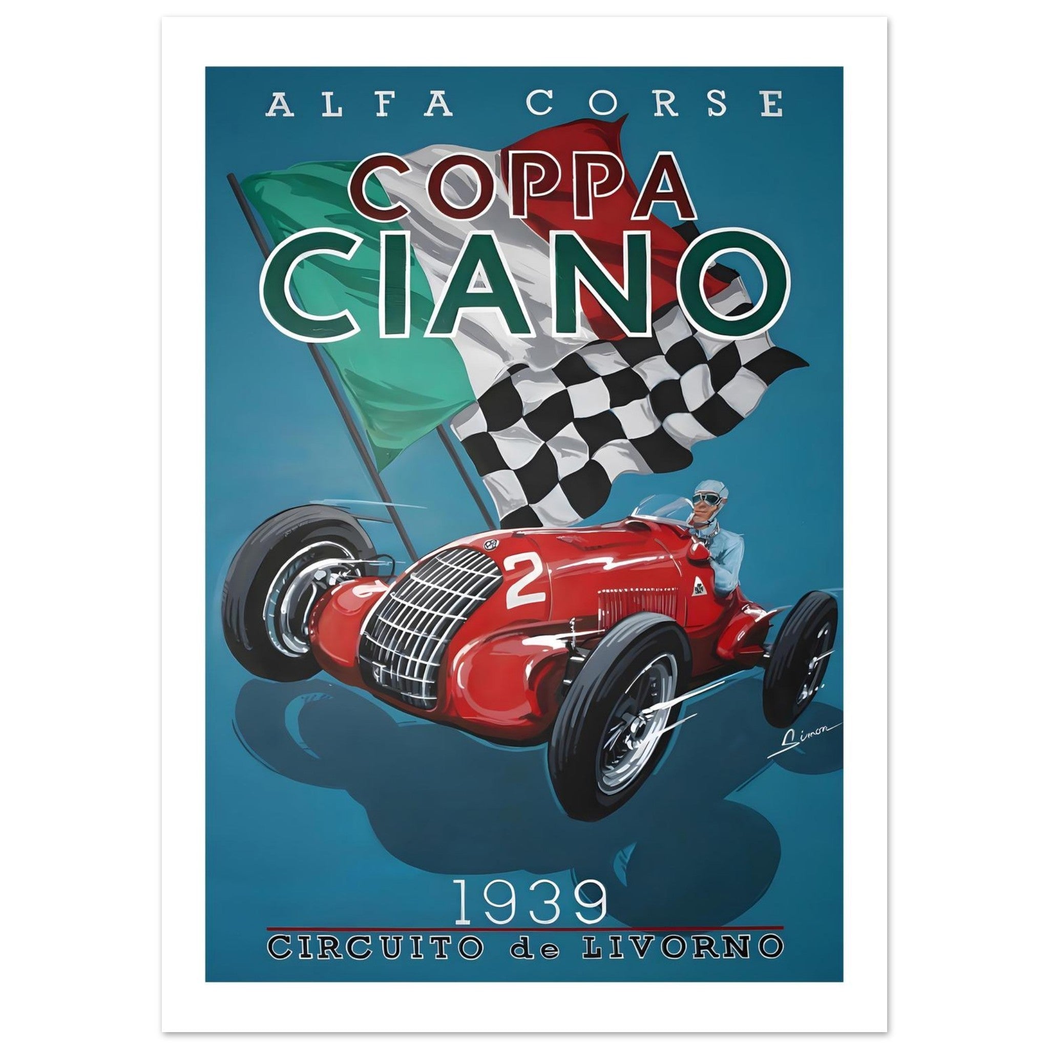 1939 Coppa Ciano Alfa Corse Poster - Transit Art