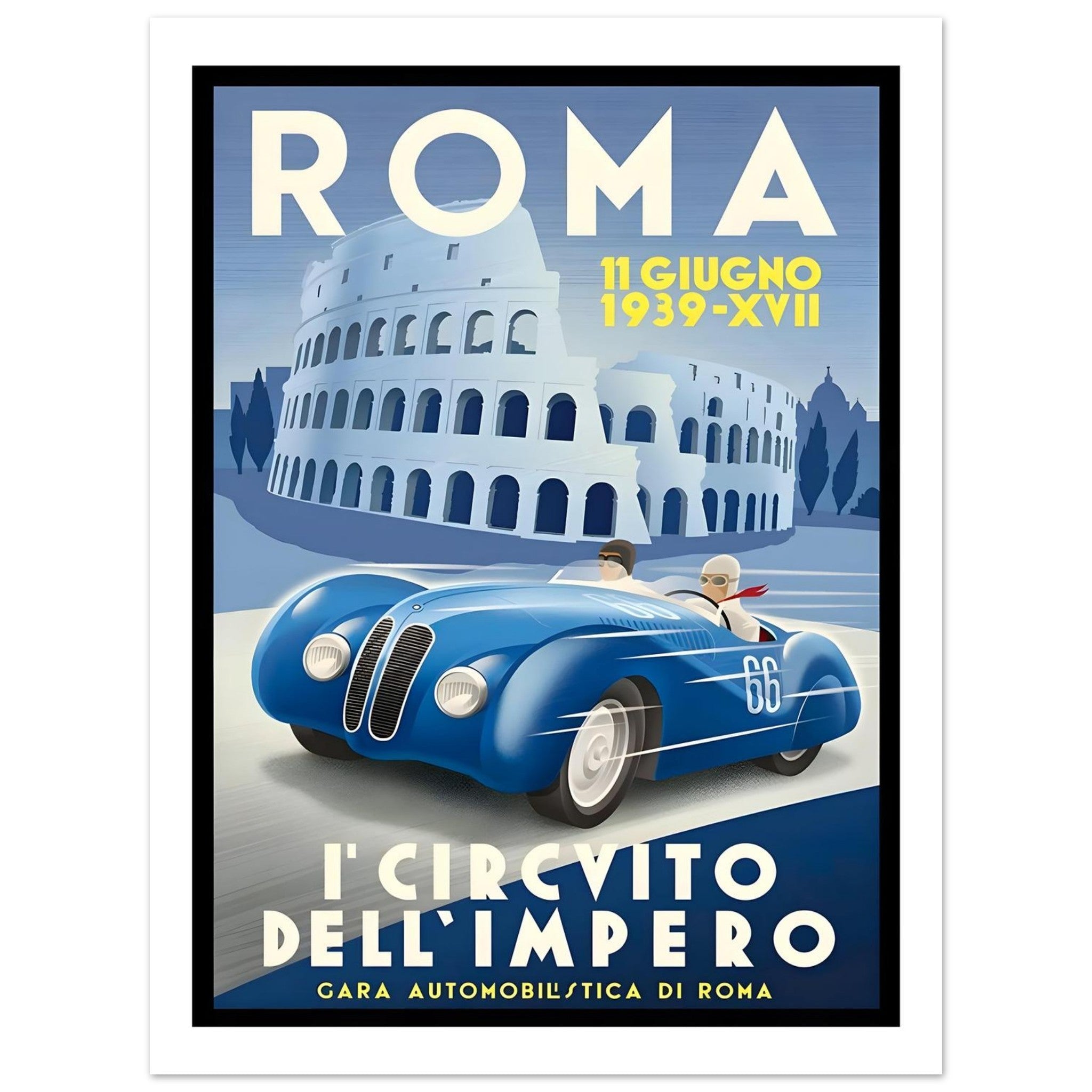 1939 Roma Circuito dell'Impero Racing Poster - Transit Art