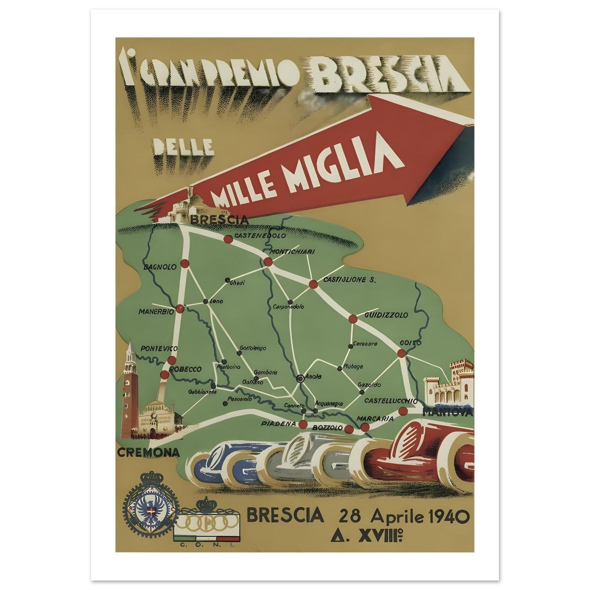 1940 Grand Premio Brescia delle Mille Miglia Poster - Transit Art