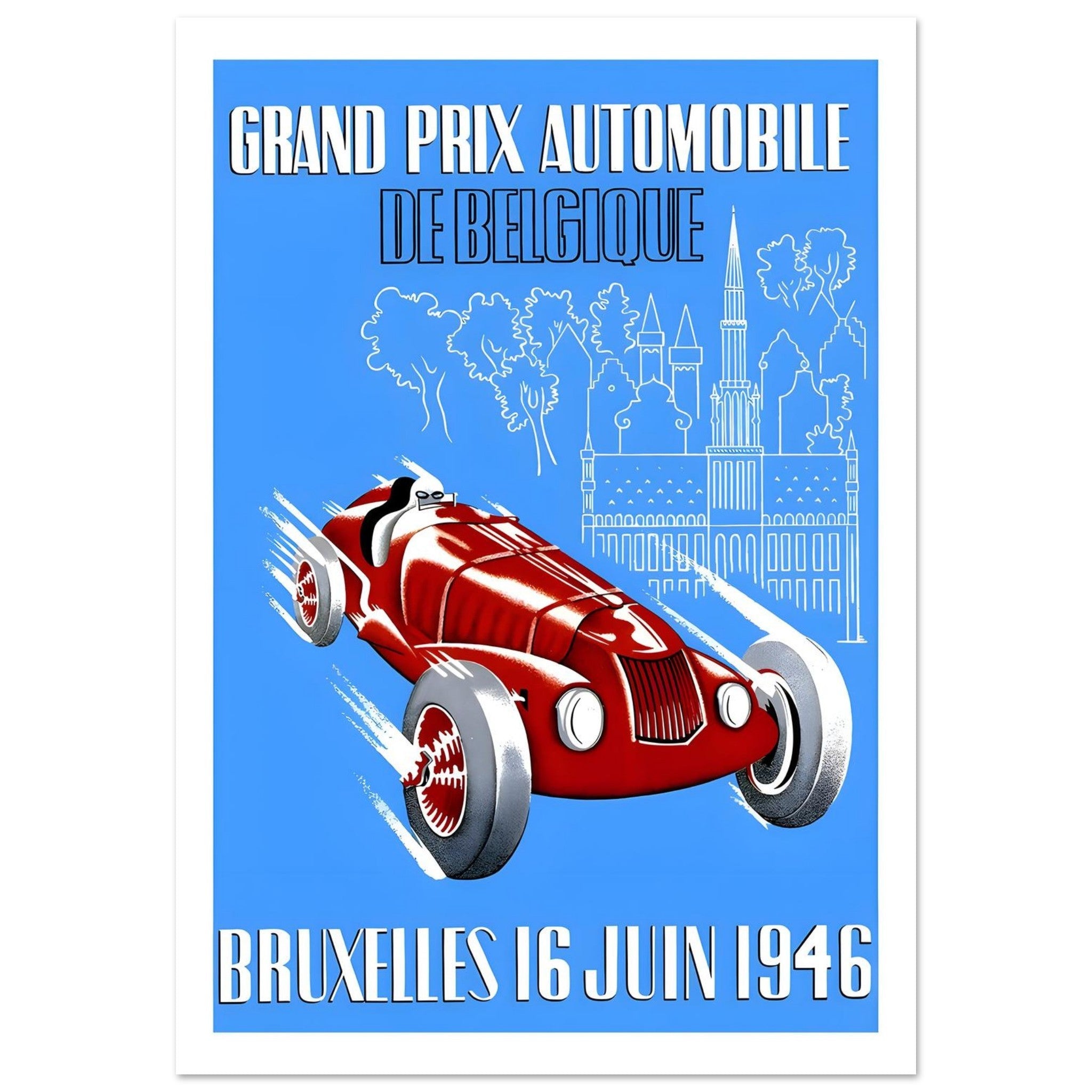 1946 Grand Prix Automobile de Belgique Brussels Poster - Transit Art