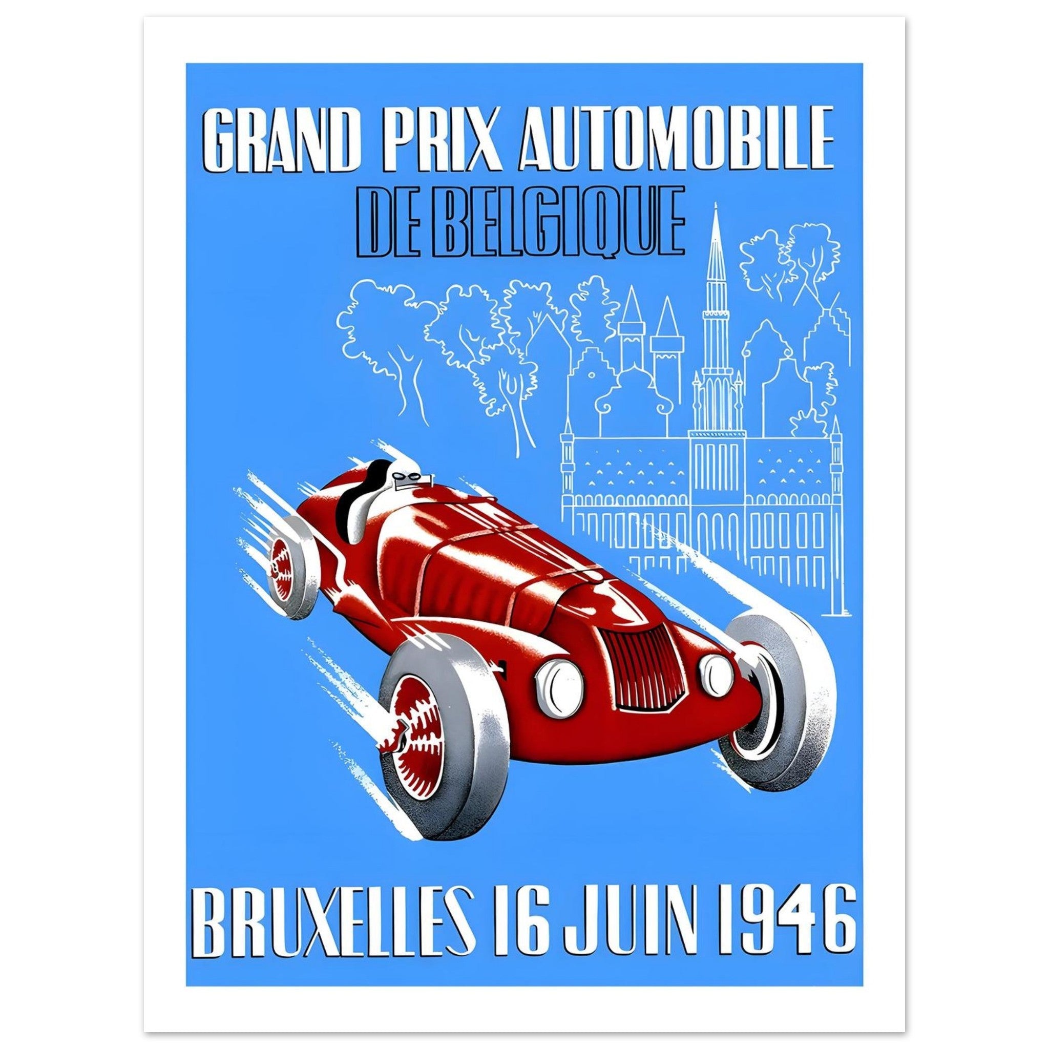 1946 Grand Prix Automobile de Belgique Brussels Poster - Transit Art