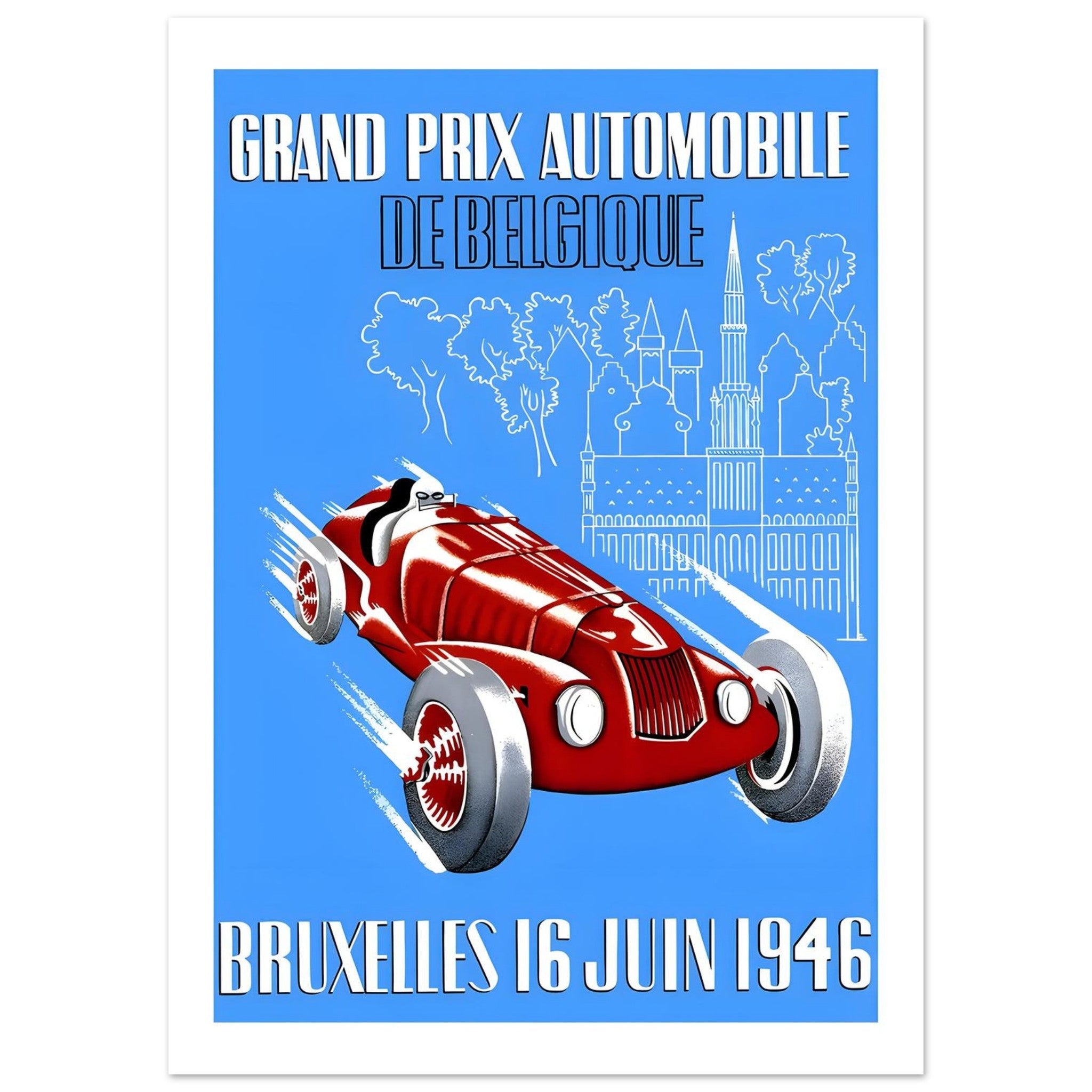 1946 Grand Prix Automobile de Belgique Brussels Poster - Transit Art