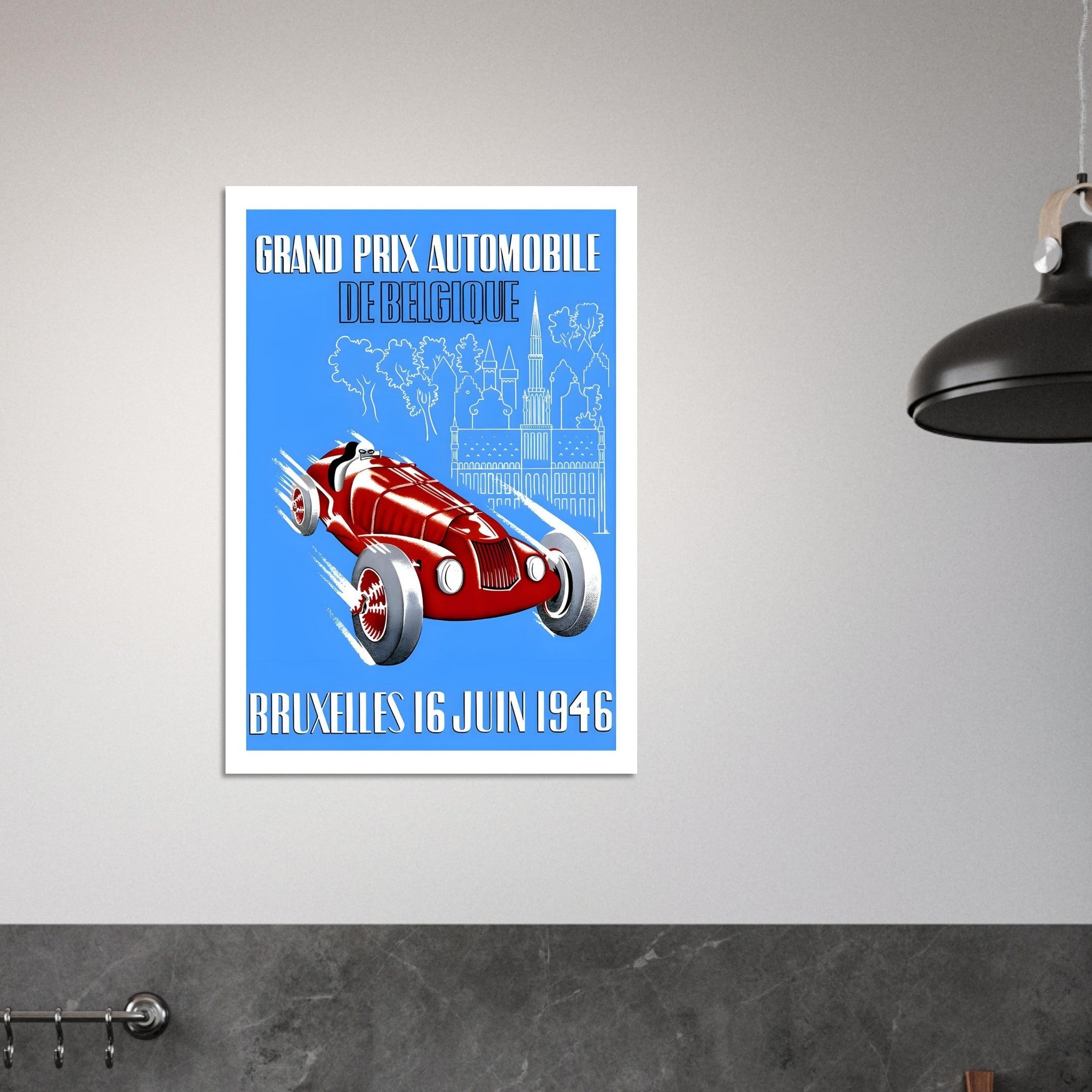 1946 Grand Prix Automobile de Belgique Brussels Poster - Transit Art