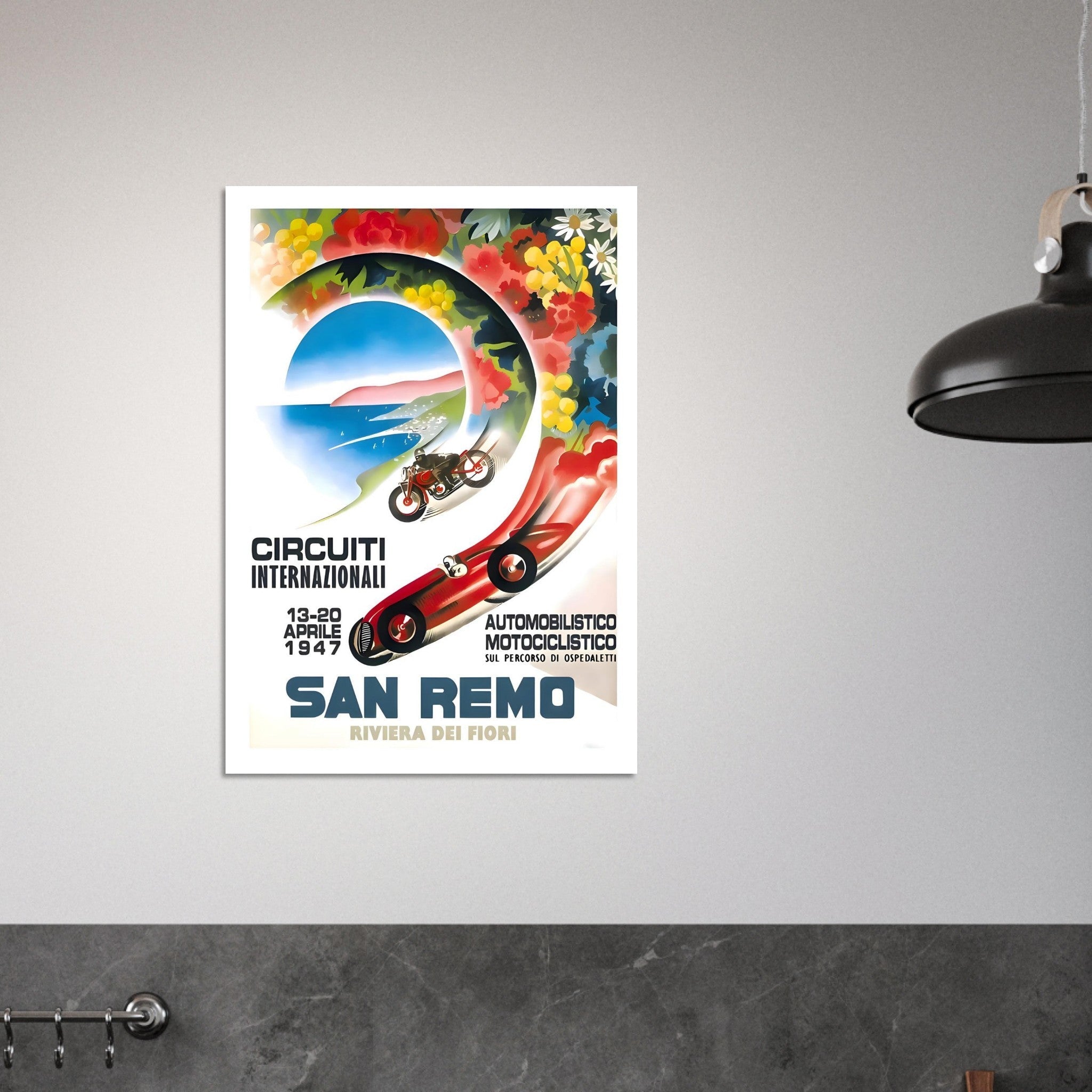 1947 San Remo Riviera dei Fiori Racing Poster - Transit Art