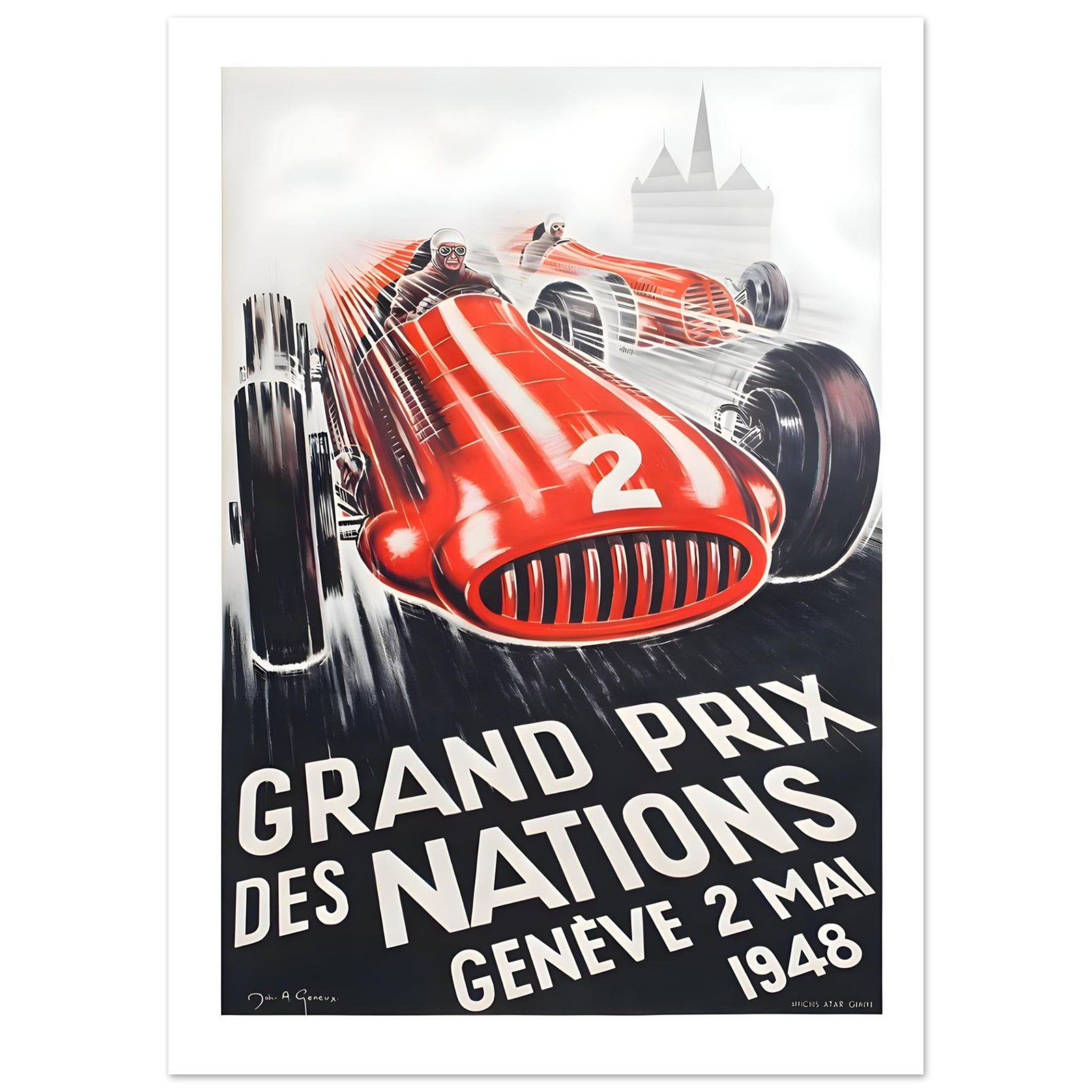1948 Grand Prix des Nations Geneva Racing Poster - Transit Art