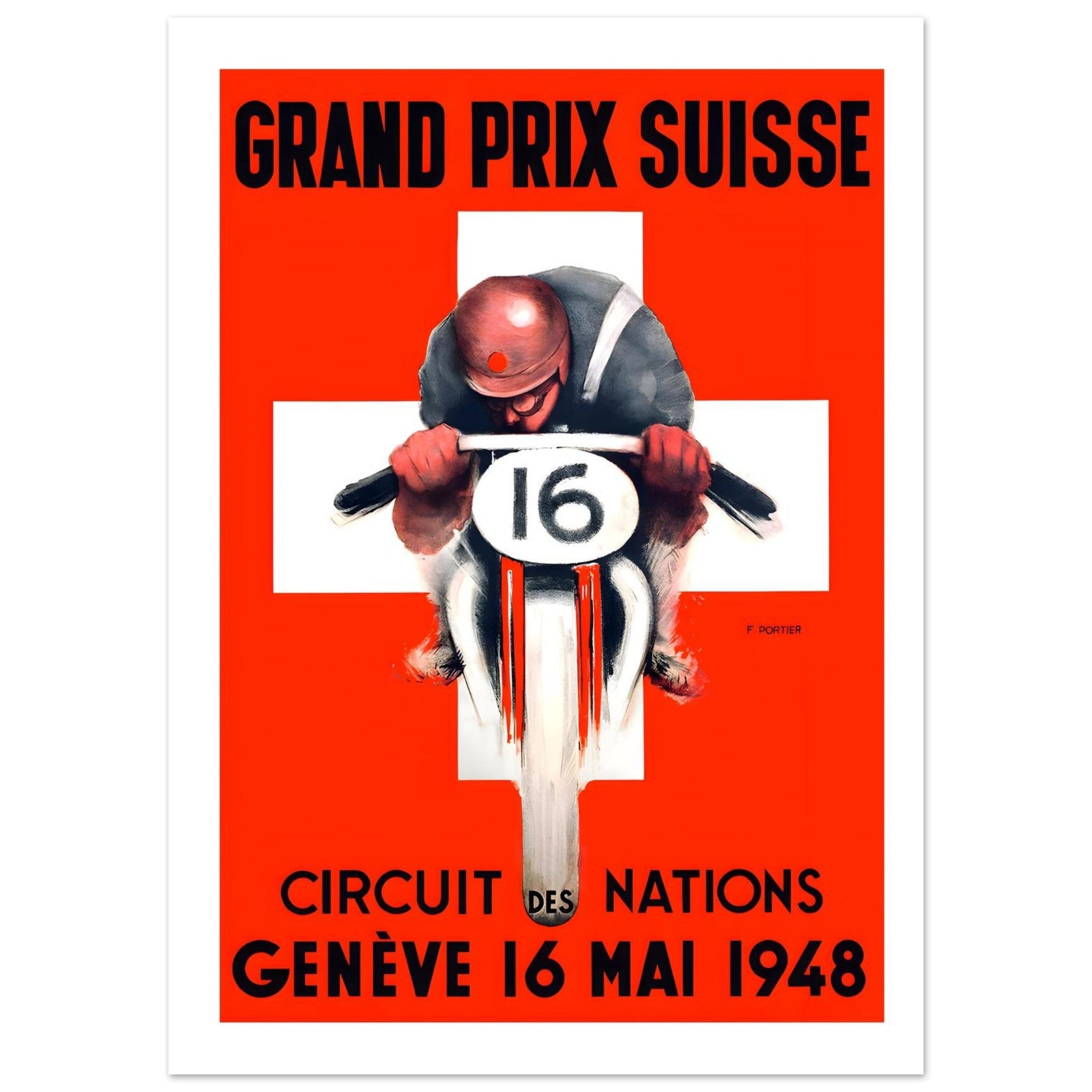 1948 Grand Prix Suisse Geneva Motorcycle Poster - Transit Art