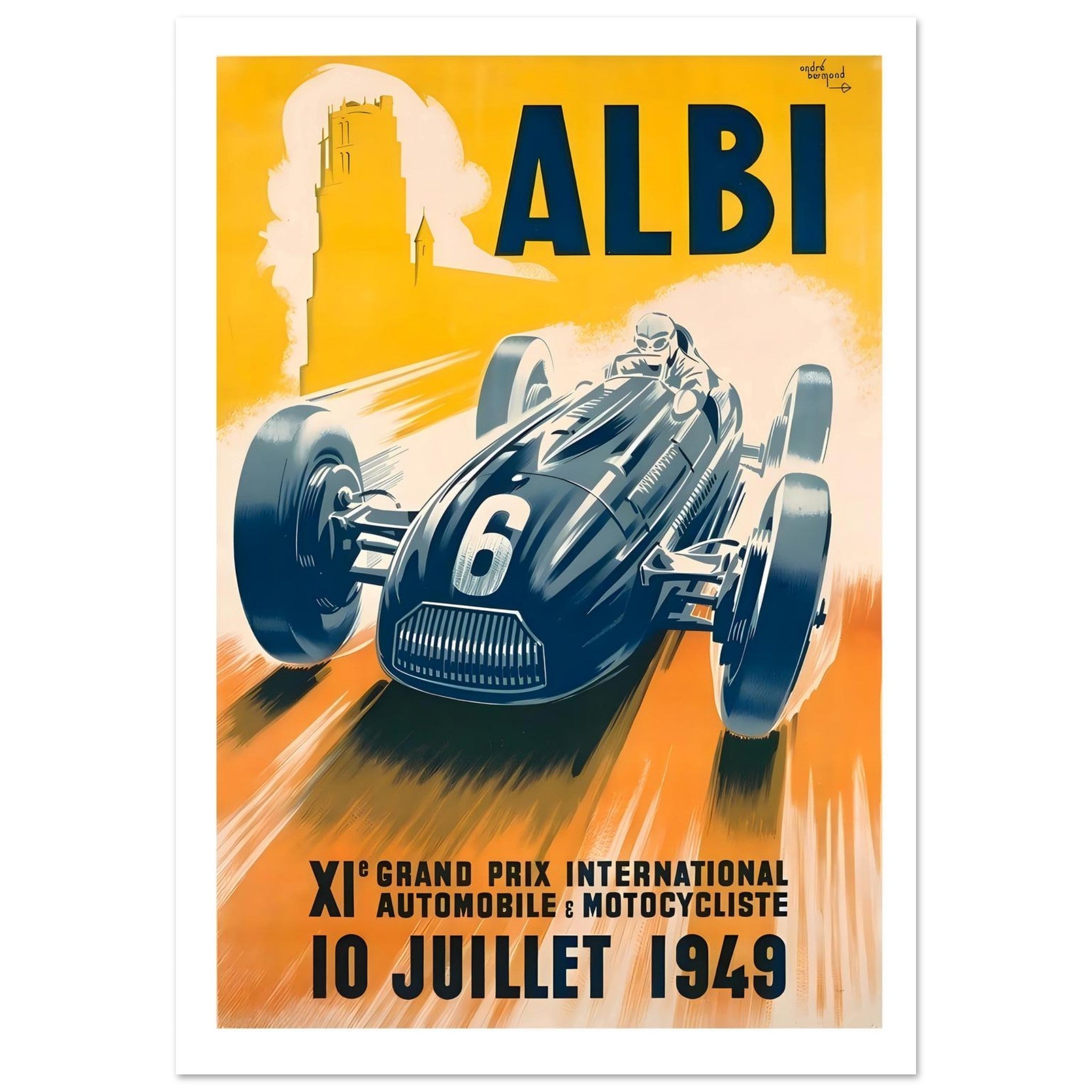 1949 Albi Grand Prix International Poster - Transit Art