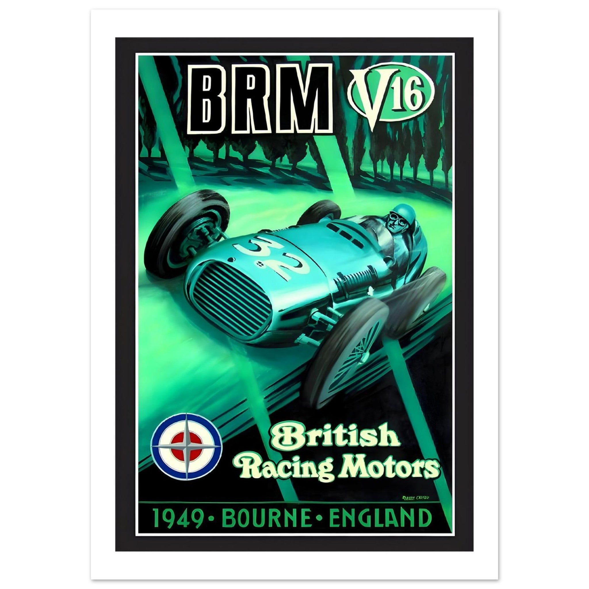 1949 BRM V16 British Racing Motors Poster - Transit Art