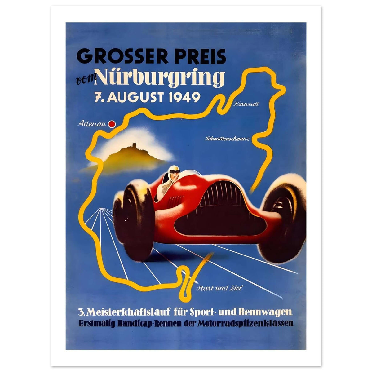 1949 Großer Preis vom Nürburgring Grand Prix Poster - Transit Art