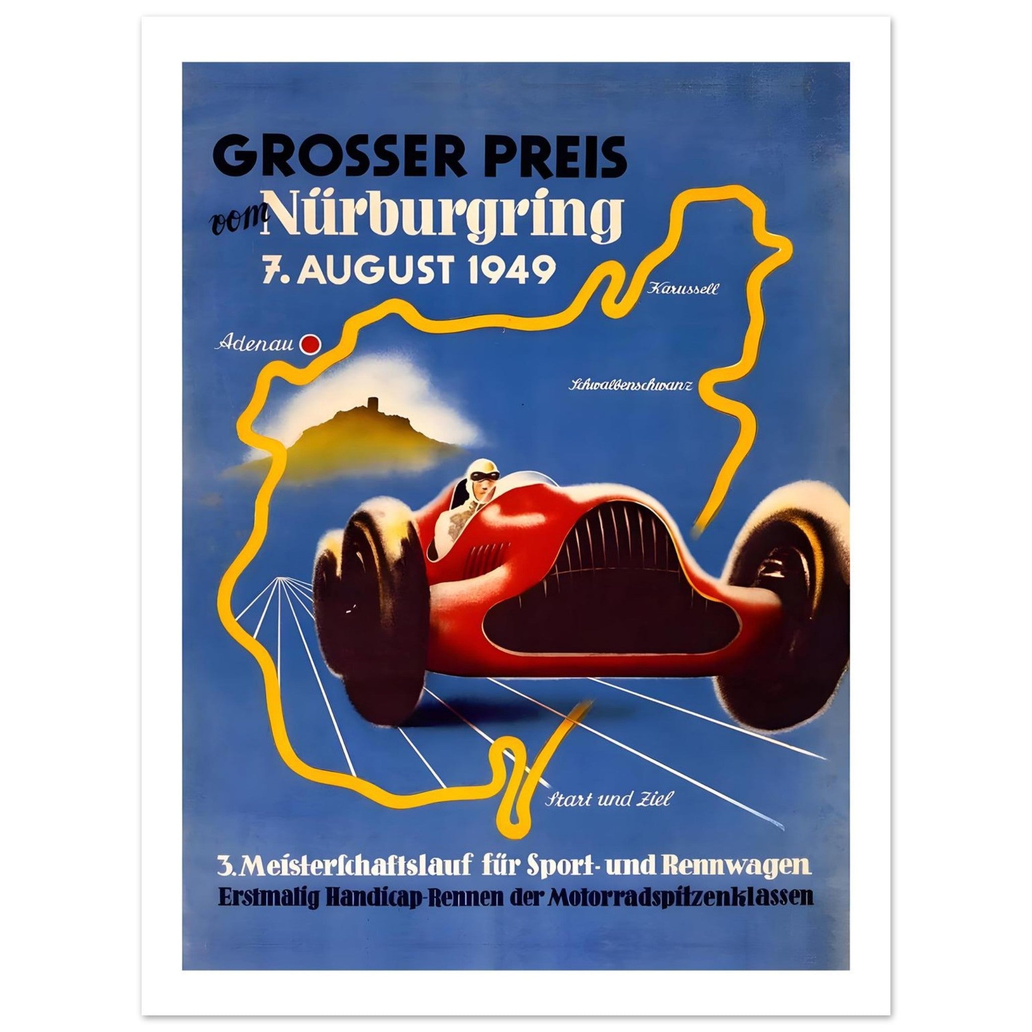 1949 Großer Preis vom Nürburgring Grand Prix Poster - Transit Art