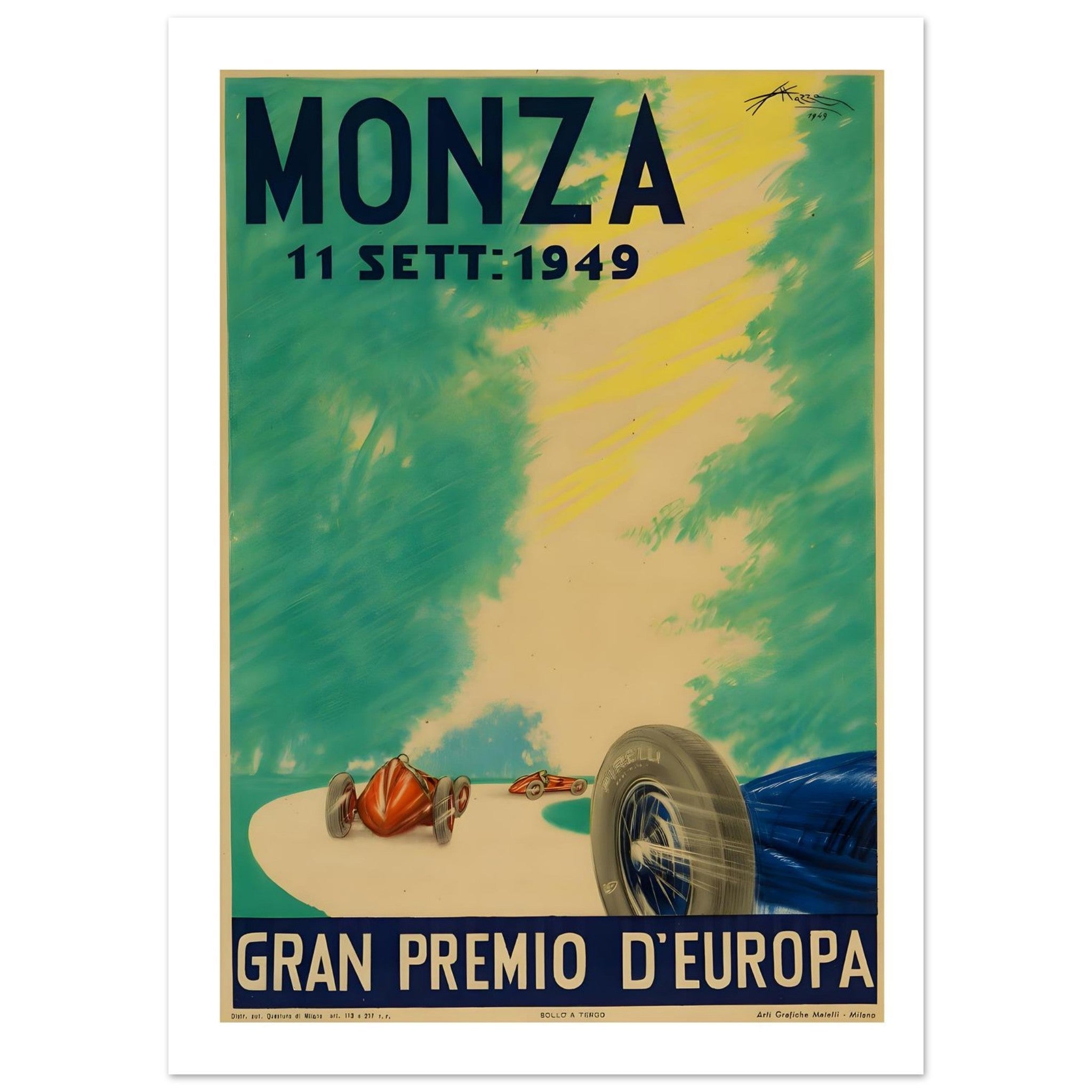 1949 Monza Gran Premio d’Europa Racing Poster - Transit Art