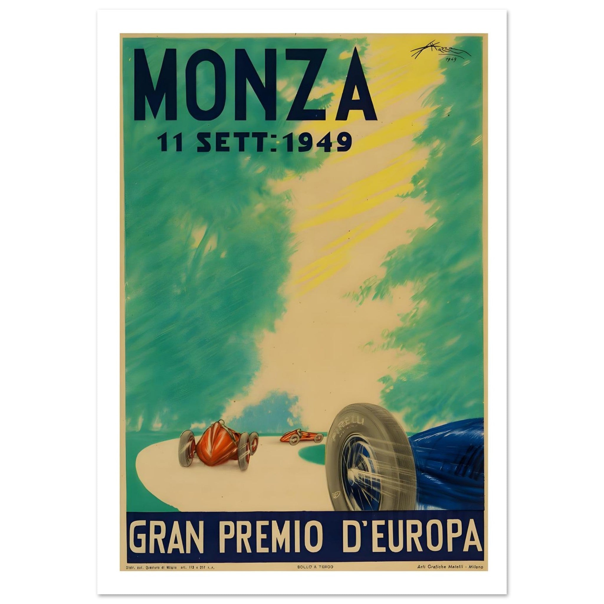 1949 Monza Gran Premio d’Europa Racing Poster - Transit Art