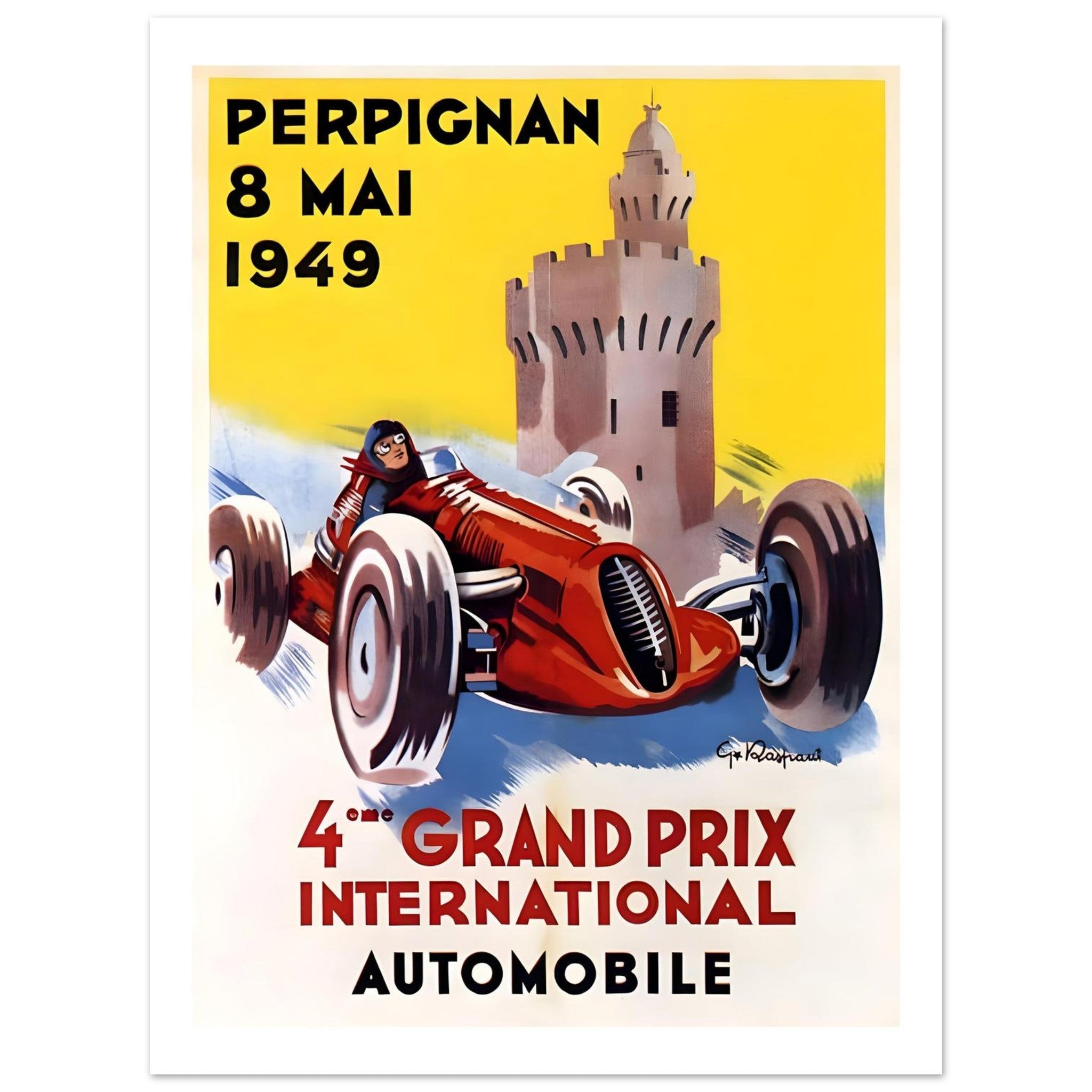 1949 Perpignan 4e Grand Prix International Poster - Transit Art