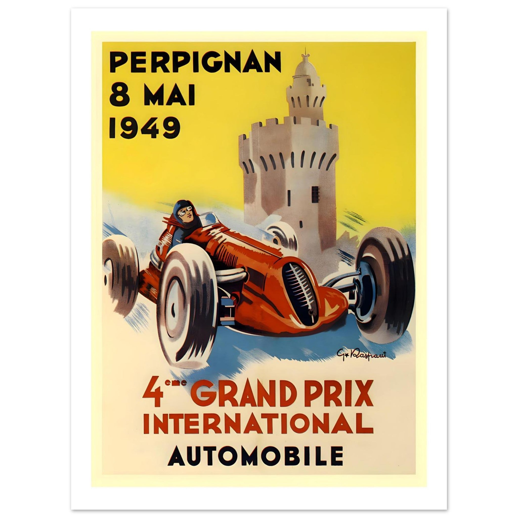 1949 Perpignan 4th Grand Prix International Poster - Transit Art