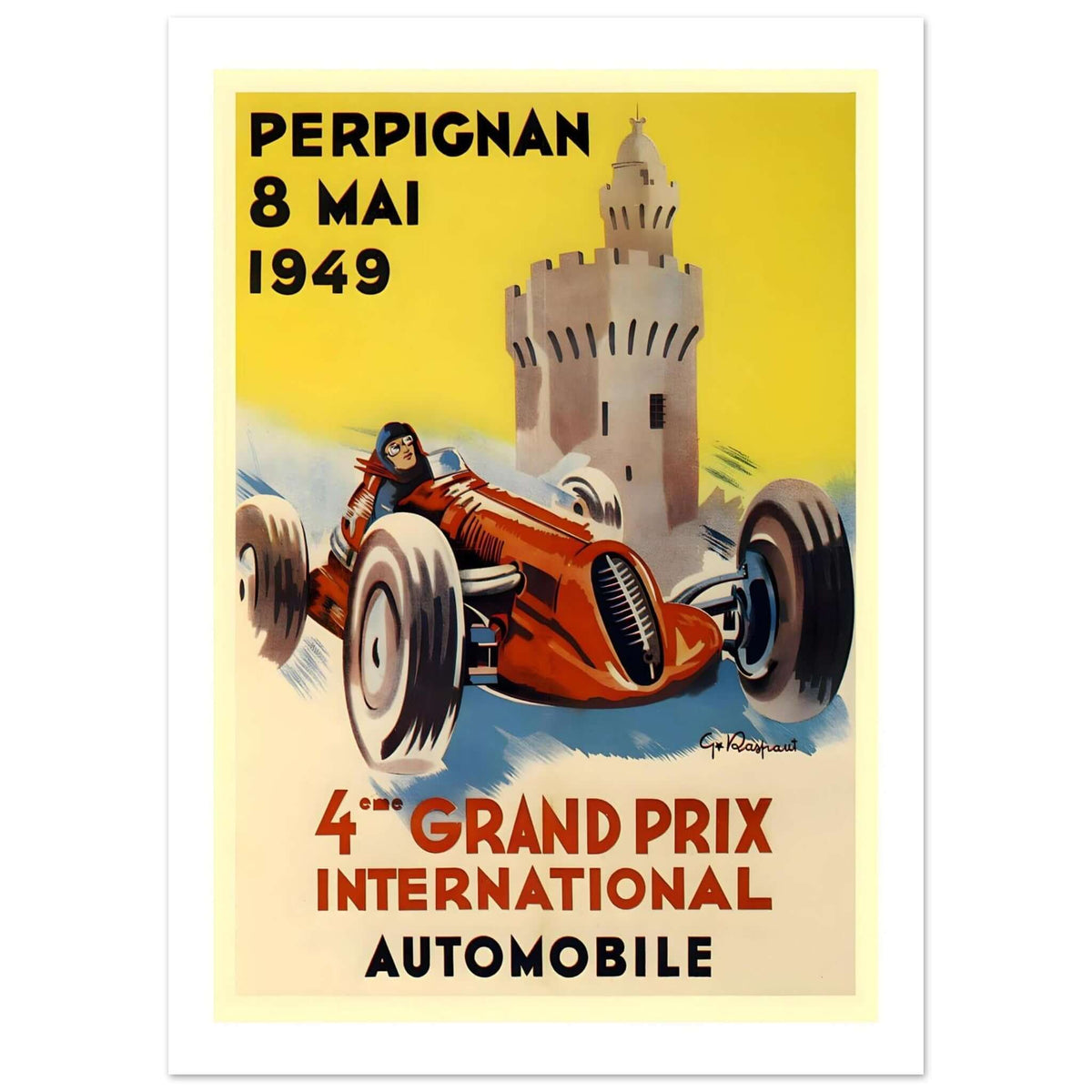 1949 Perpignan 4th Grand Prix International Poster - Transit Art