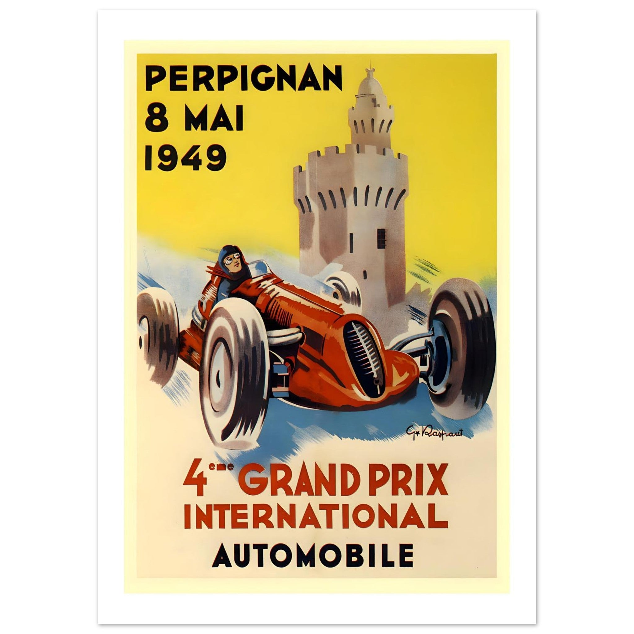 1949 Perpignan 4th Grand Prix International Poster - Transit Art