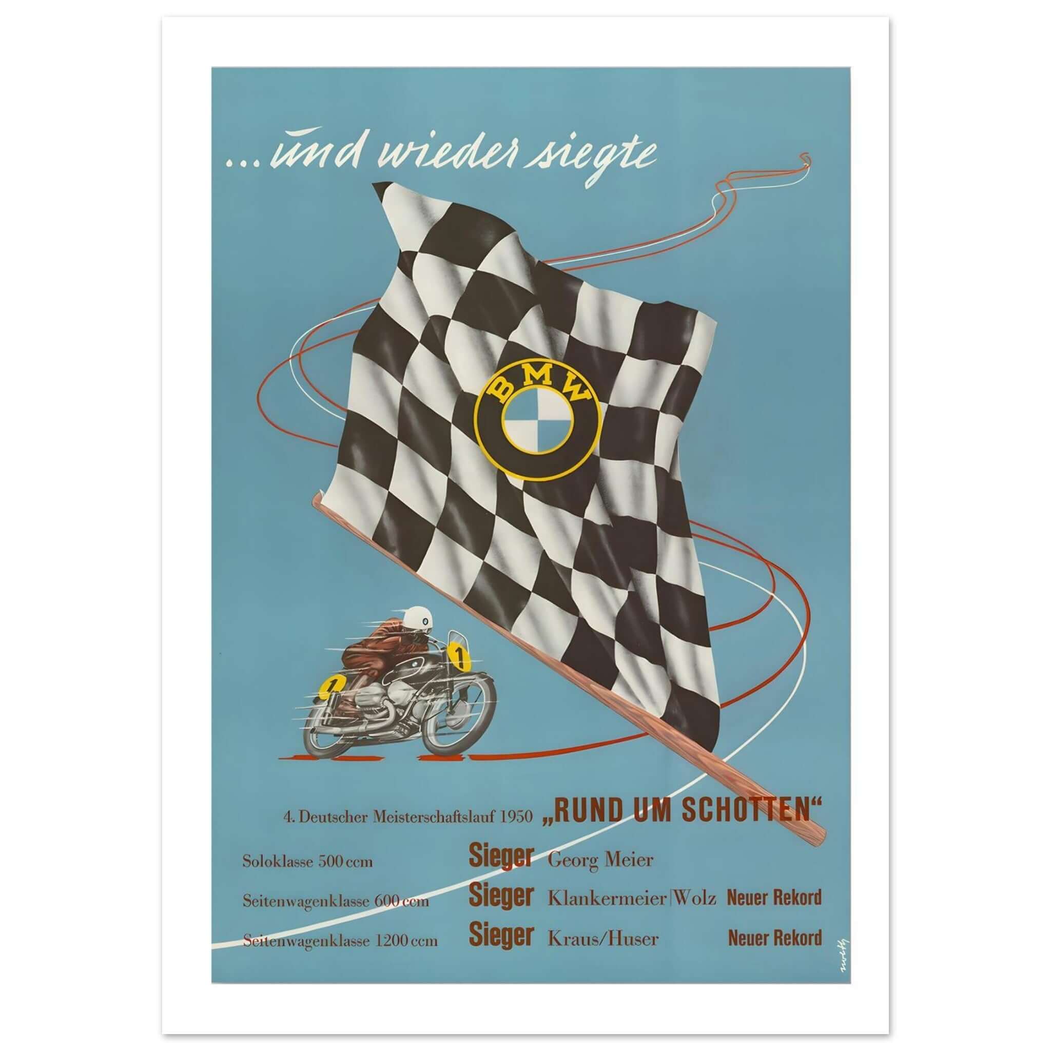 1950 BMW Race Victory Poster - Transit Art