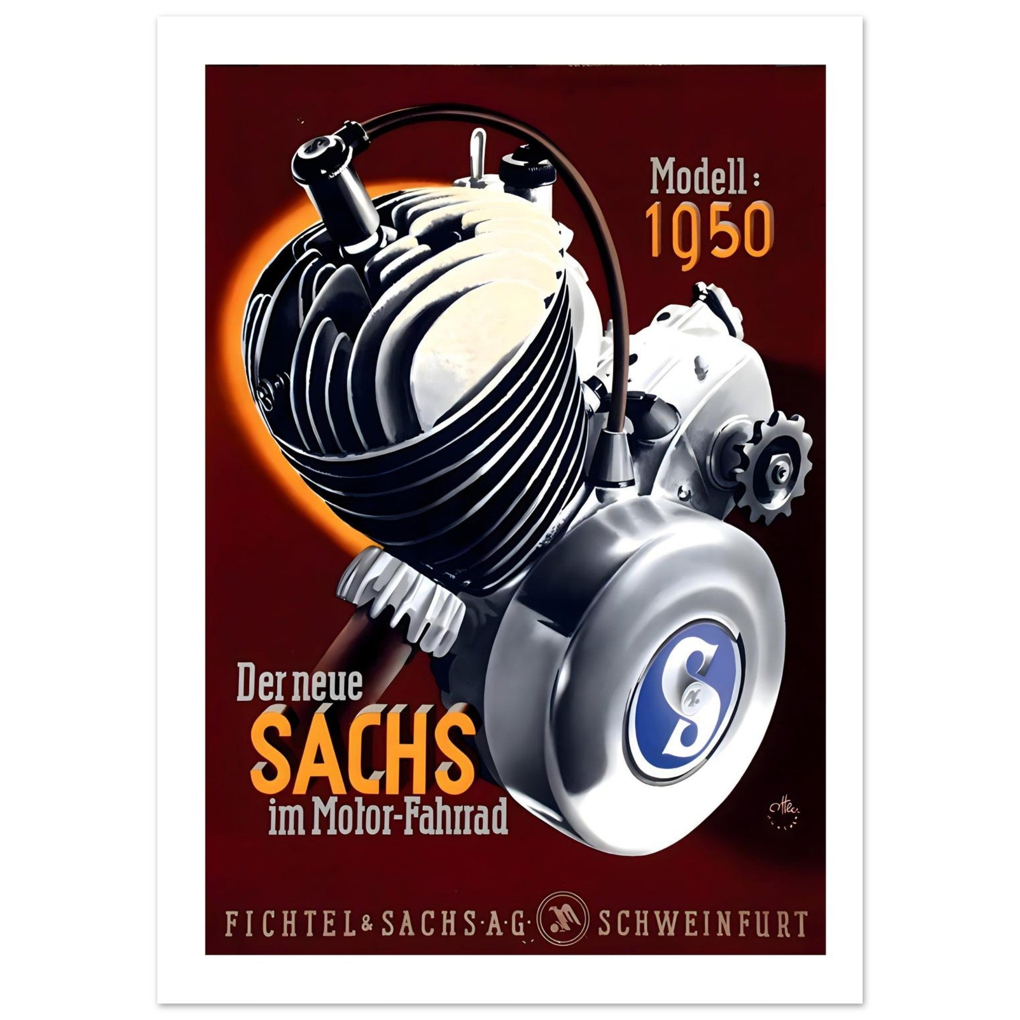 1950 Sachs Engine Advertisement Poster - Transit Art
