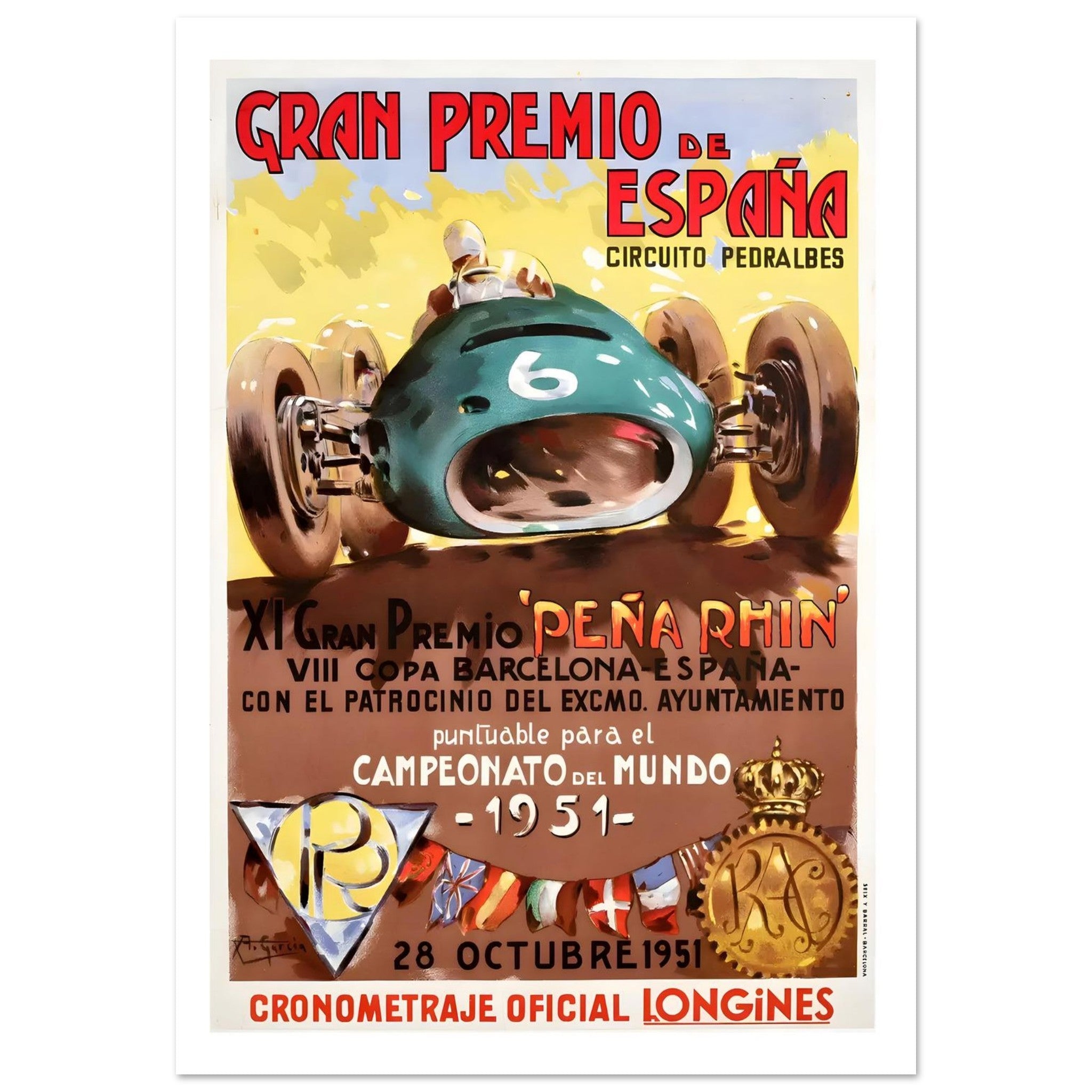 1951 Gran Premio de España Pedralbes Poster - Transit Art