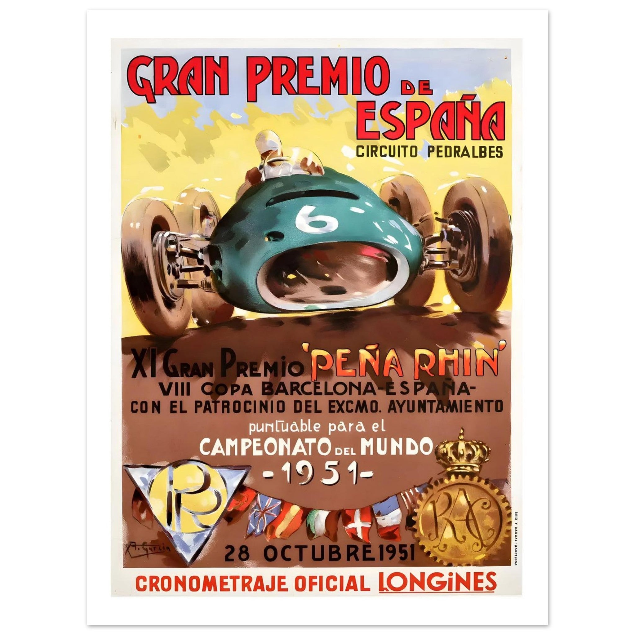 1951 Gran Premio de España Pedralbes Poster - Transit Art