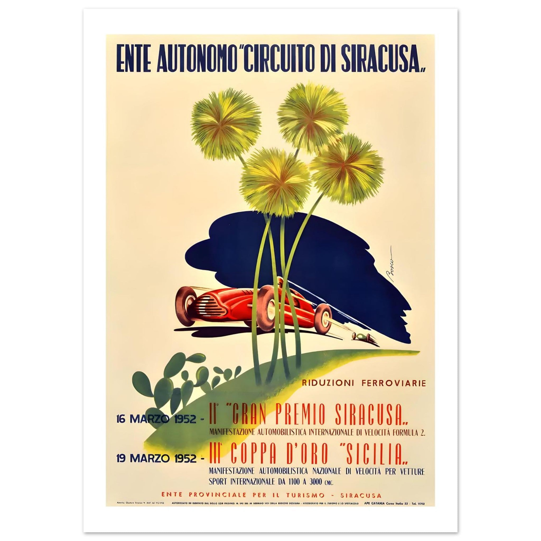 1952 Gran Premio Siracusa & Coppa d’Oro Sicilia Poster - Transit Art