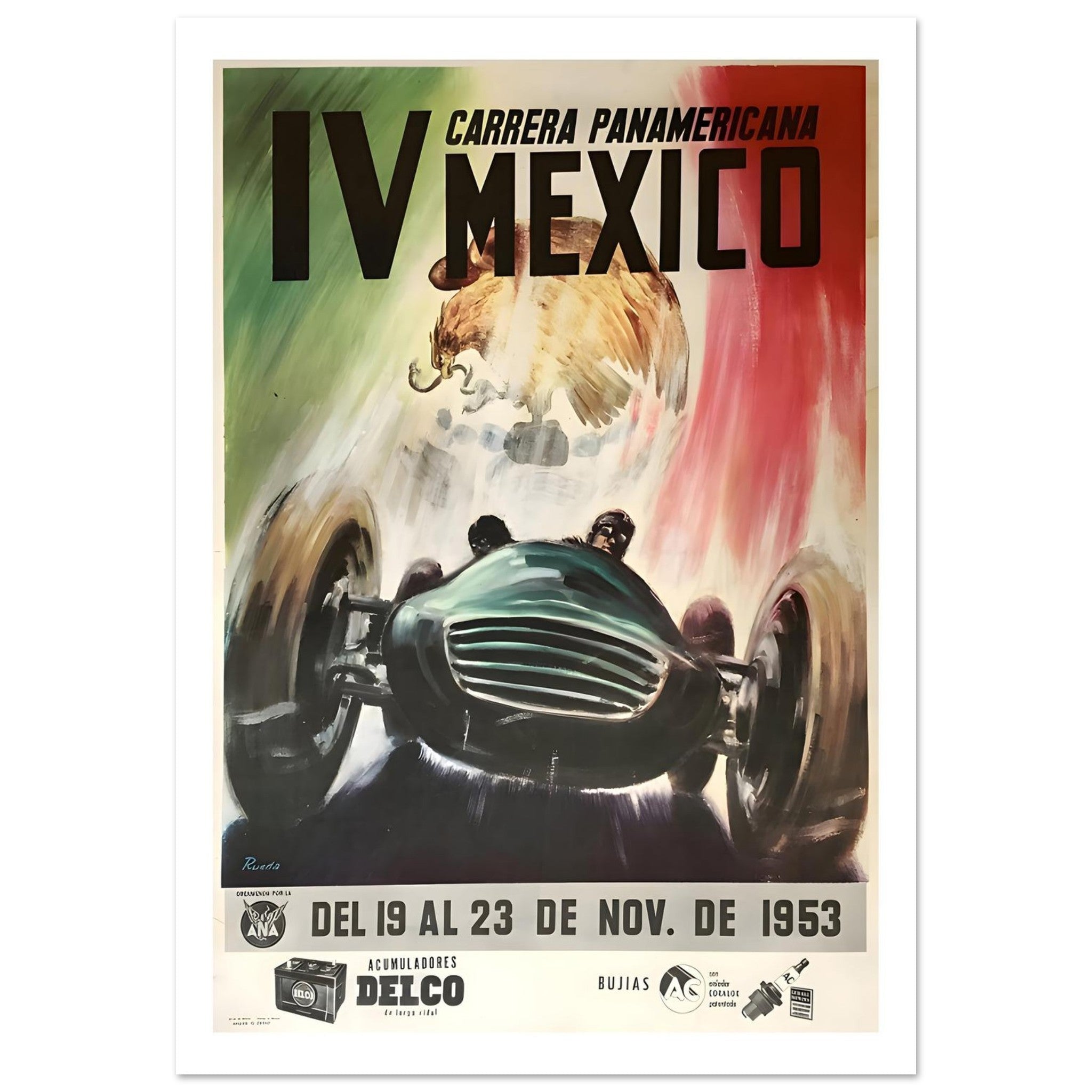 1953 IV Carrera Panamericana Mexico Poster - Transit Art