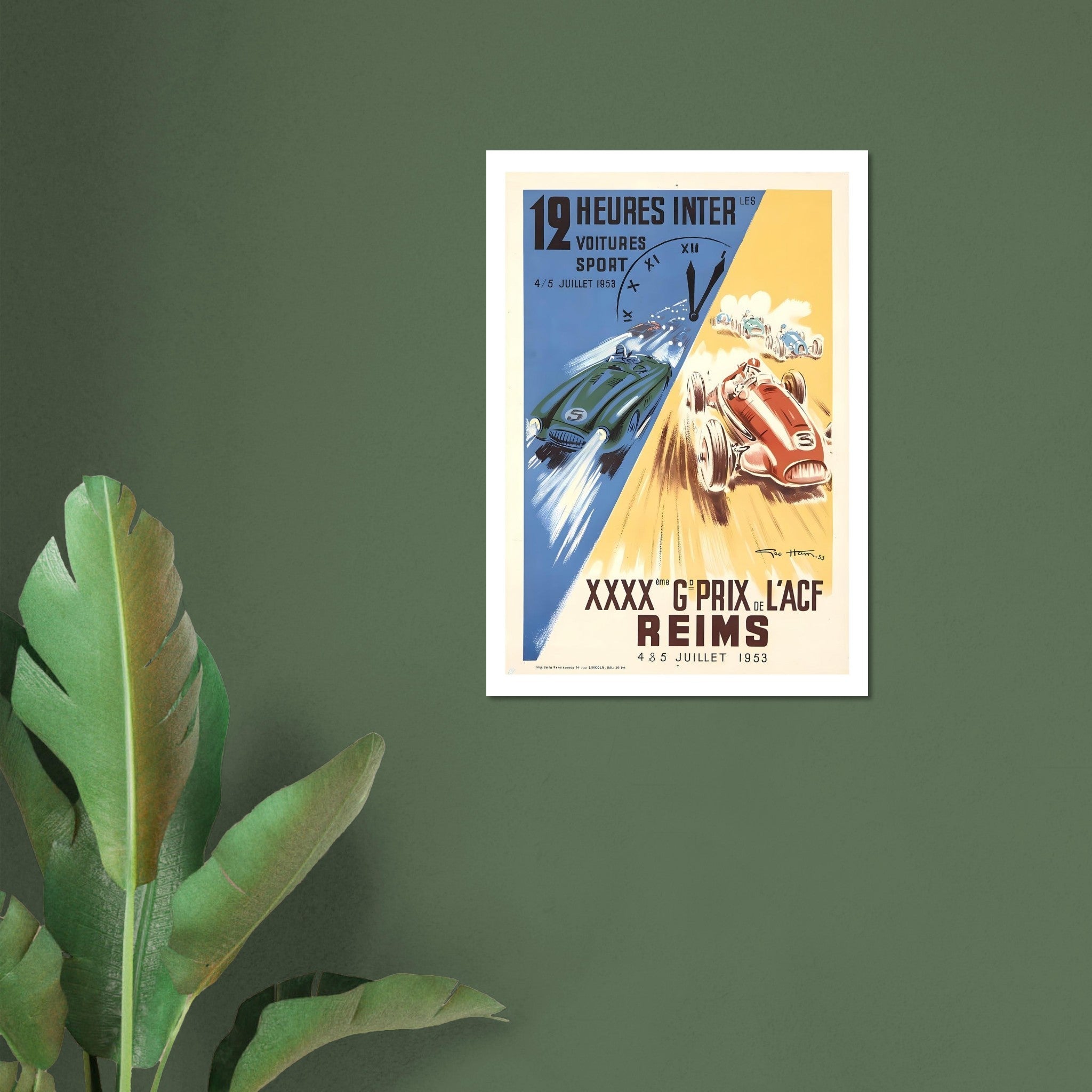 1953 Reims 12 Heures & Grand Prix Poster - Transit Art