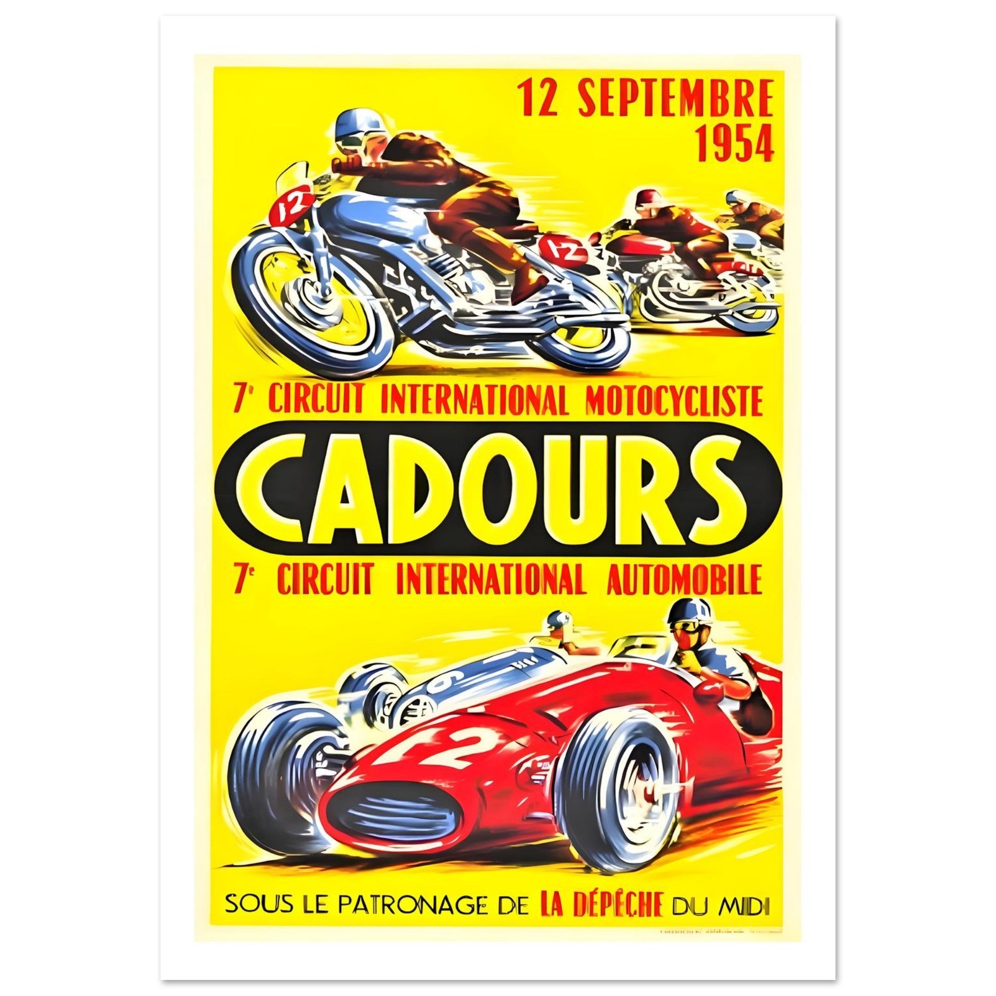 1954 Cadours International Motor & Auto Circuit Poster - Transit Art