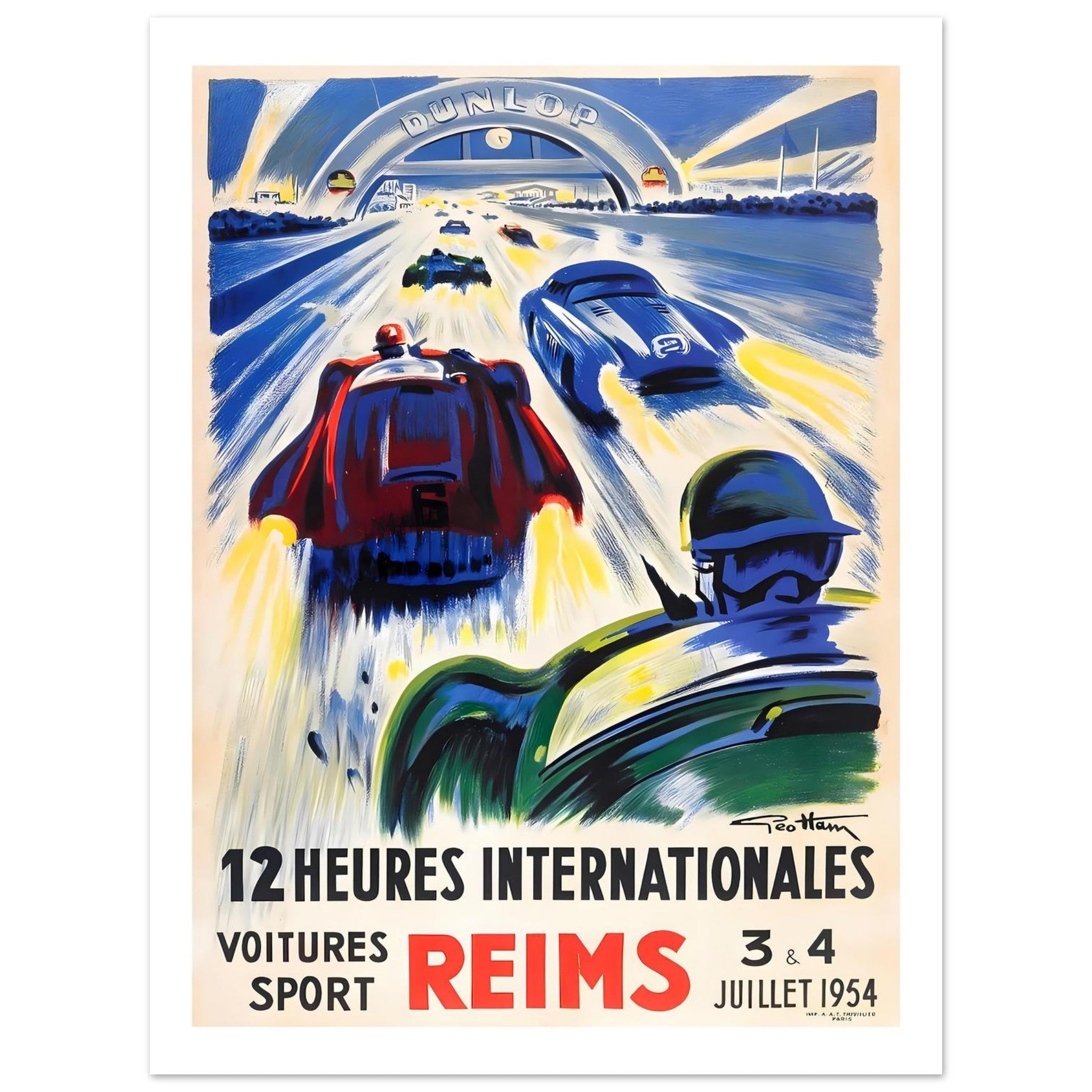 1954 Reims 12 Heures Internationales Night Thunder Poster - Transit Art