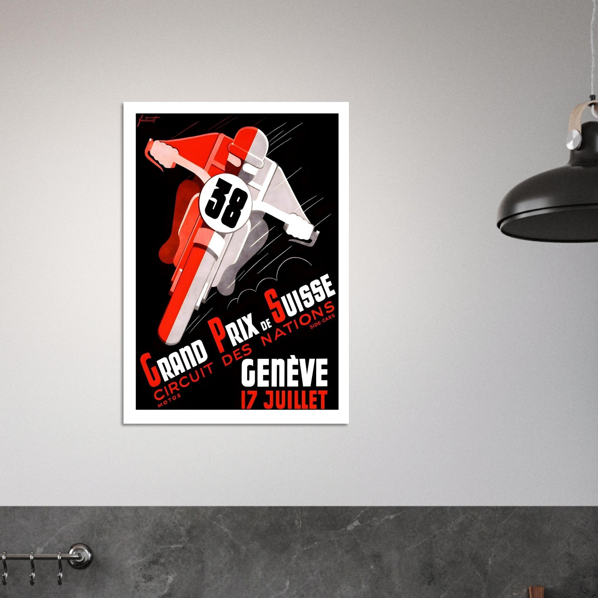 1955 Grand Prix de Suisse Geneva Poster - Transit Art