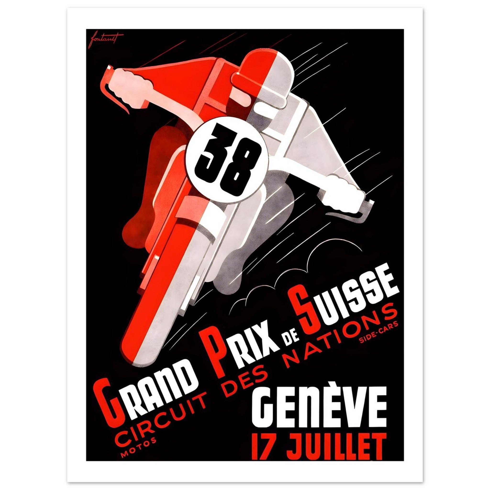 1955 Grand Prix de Suisse Geneva Poster - Transit Art