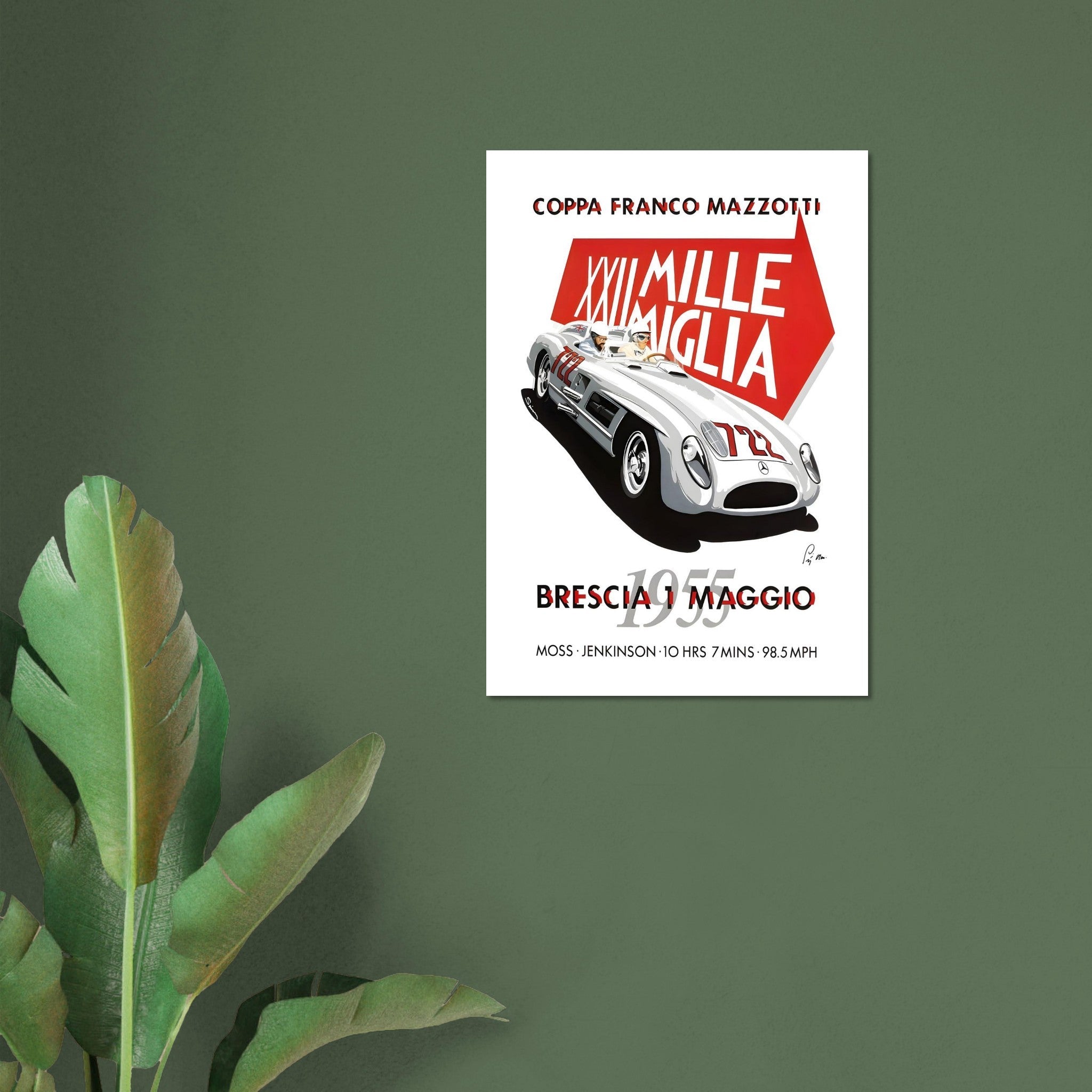 1955 Mille Miglia Moss & Jenkinson Poster - Transit Art