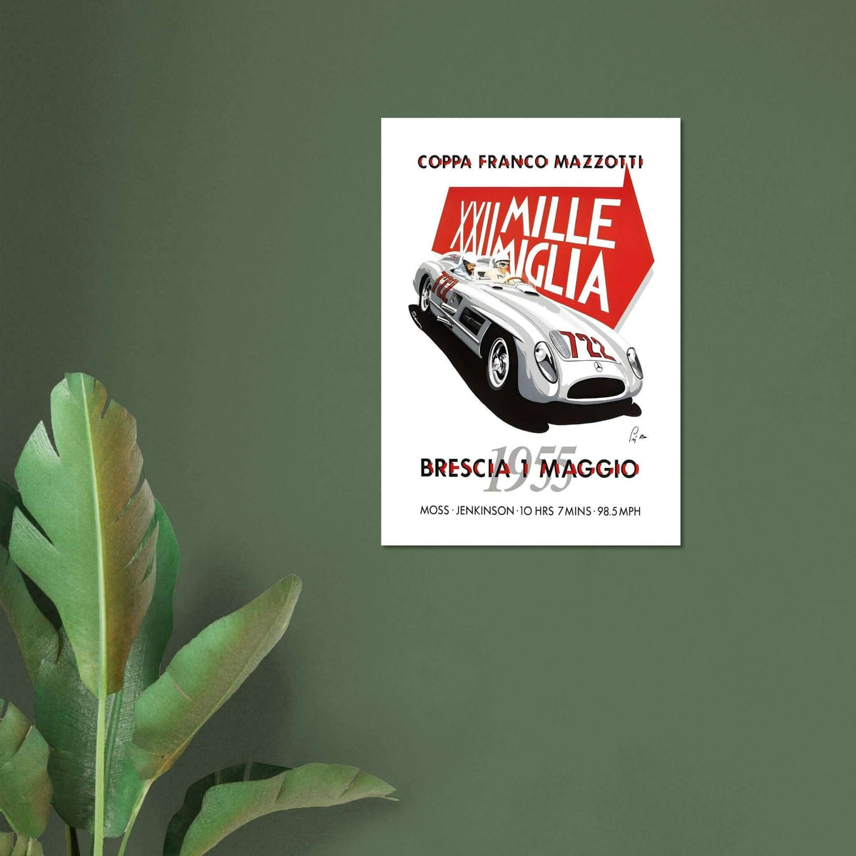 1955 Mille Miglia Moss & Jenkinson Poster - Transit Art