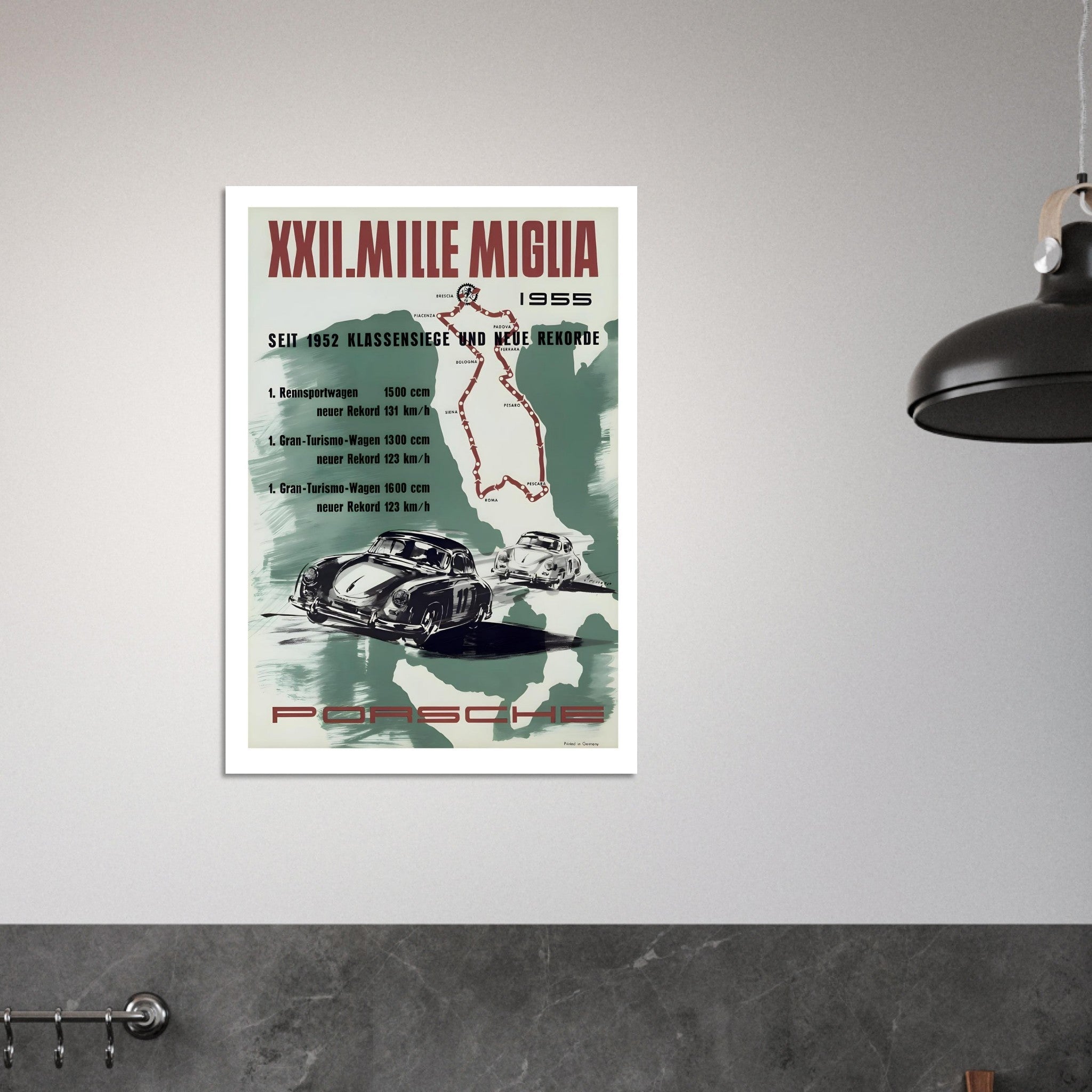 1955 Porsche XXII Mille Miglia Records Poster - Transit Art