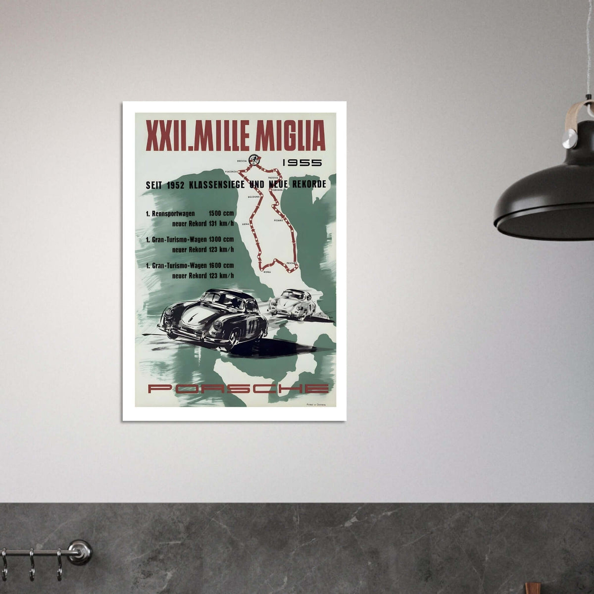 1955 Porsche XXII Mille Miglia Records Poster - Transit Art