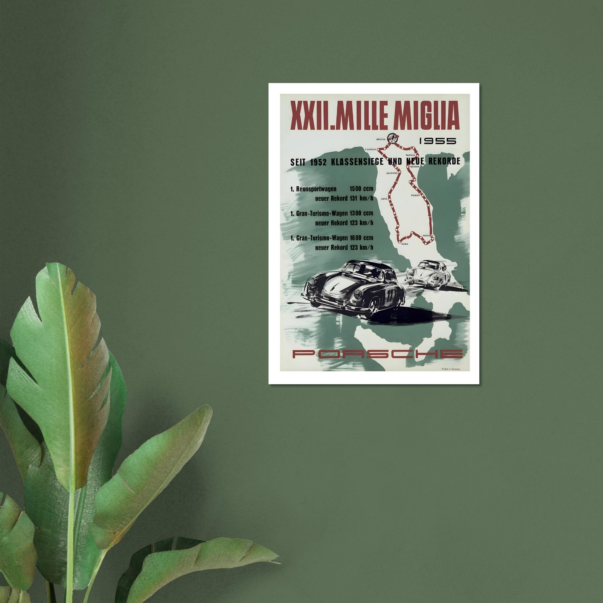 1955 Porsche XXII Mille Miglia Records Poster - Transit Art