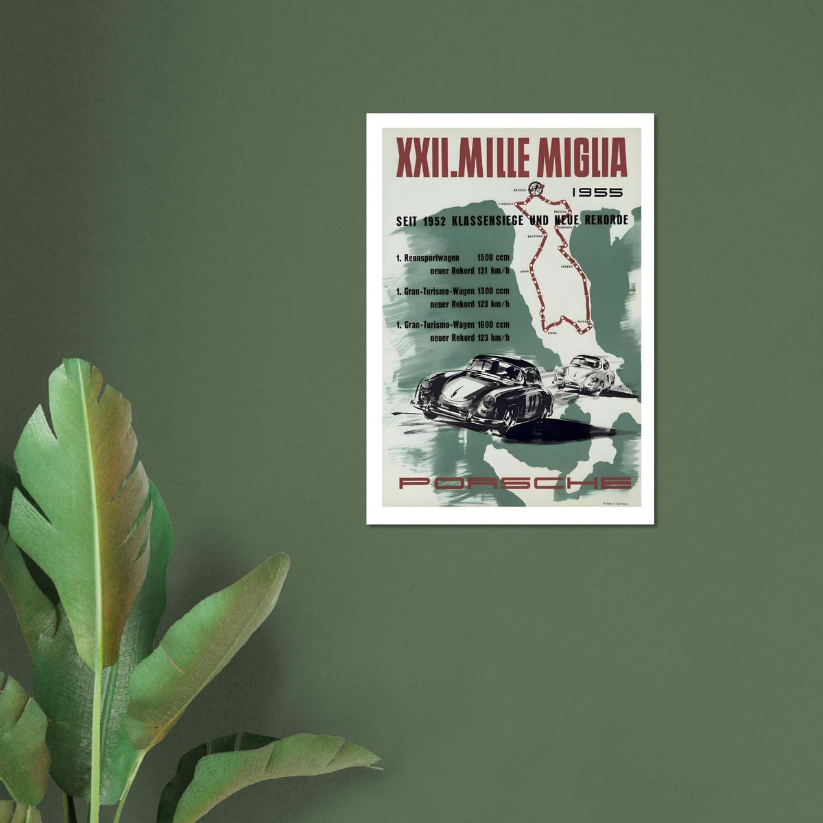 1955 Porsche XXII Mille Miglia Records Poster - Transit Art