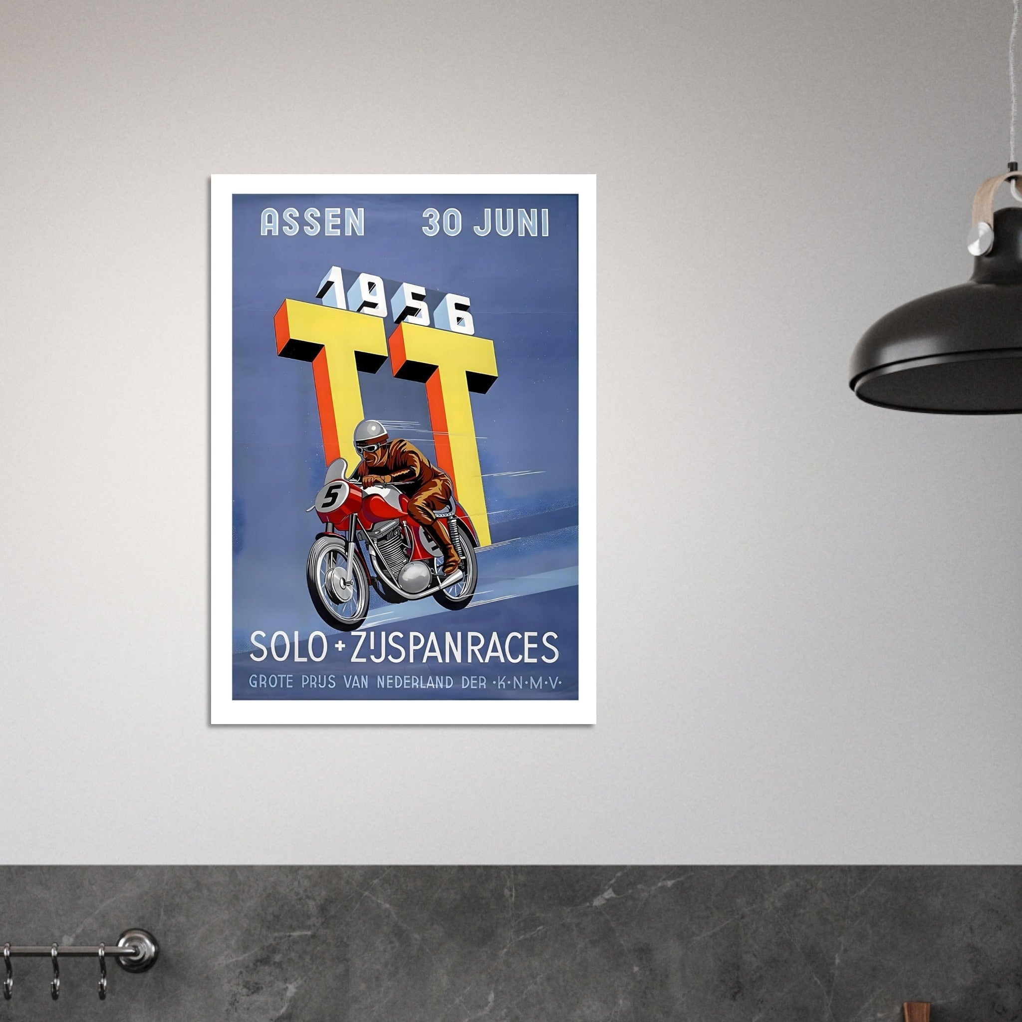 1956 Assen TT Motorcycle Race Poster - Transit Art